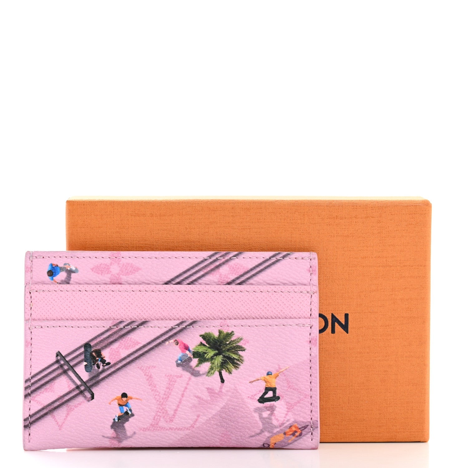 Monogram Double Card Holder Pink