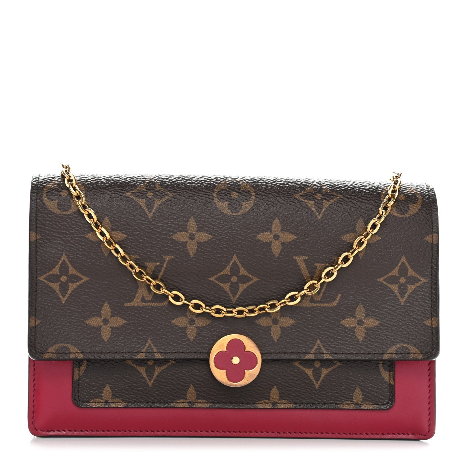 Monogram Flore Chain Wallet Fuchsia