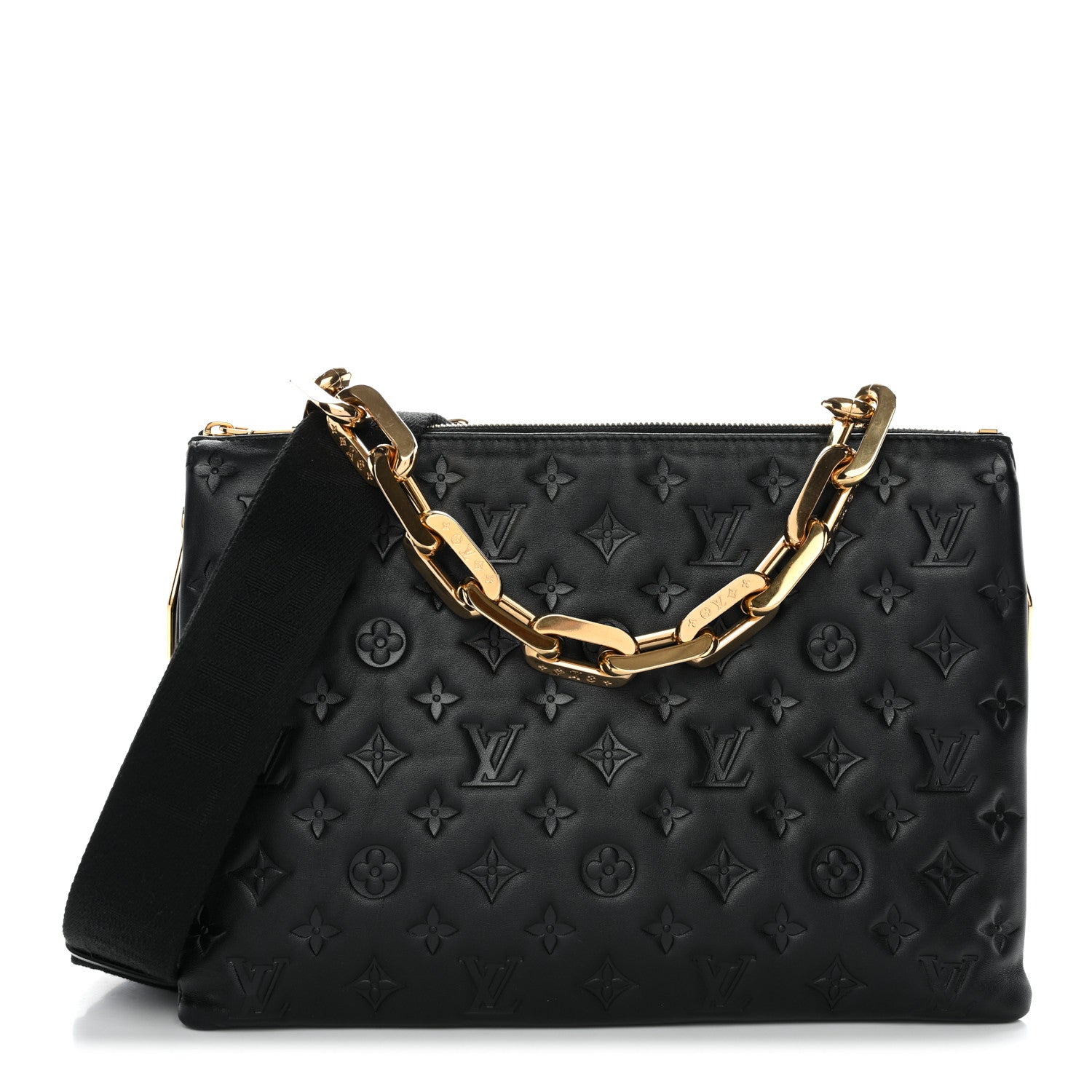 Lambskin Embossed Monogram Coussin MM Black