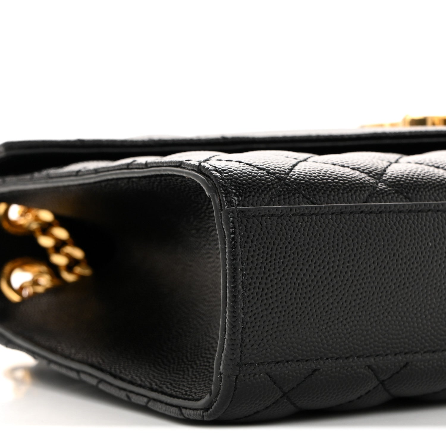 Grain De Poudre Textured Mixed Matelasse Triquilt Medium Monogram Satchel Black