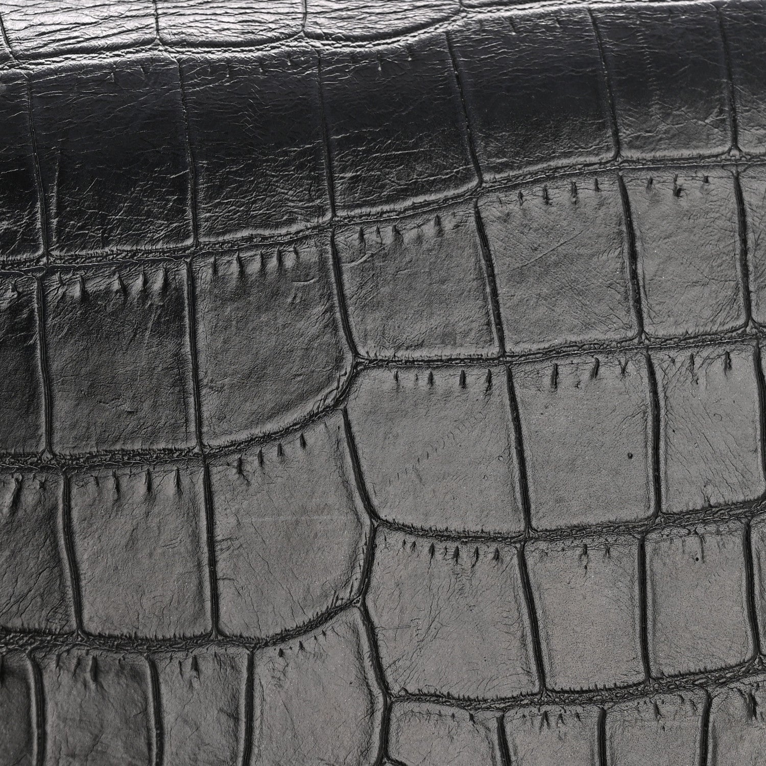 Calfskin Crocodile Embossed Medium Classic Monogram Kate Tassel Satchel Black