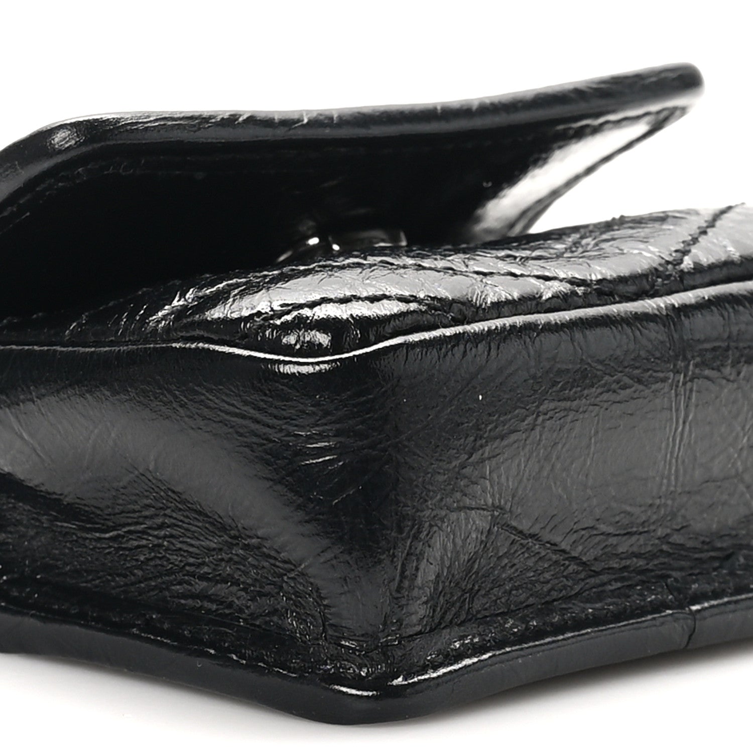 Crinkled Calfskin Matelasse Monogram Niki Airpods Holder Micro Bag Black