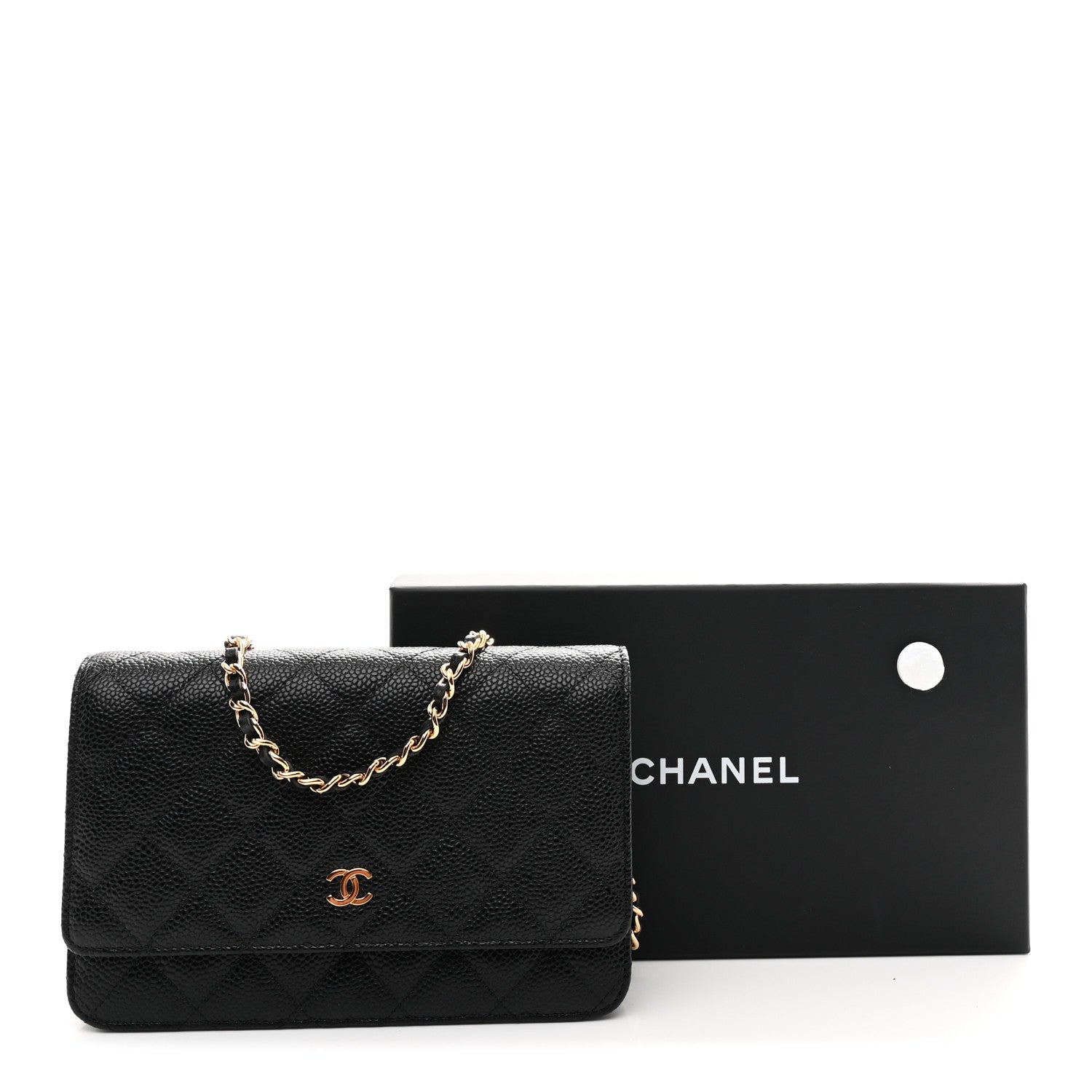 Lambskin Quilted Wallet On Chain WOC Black