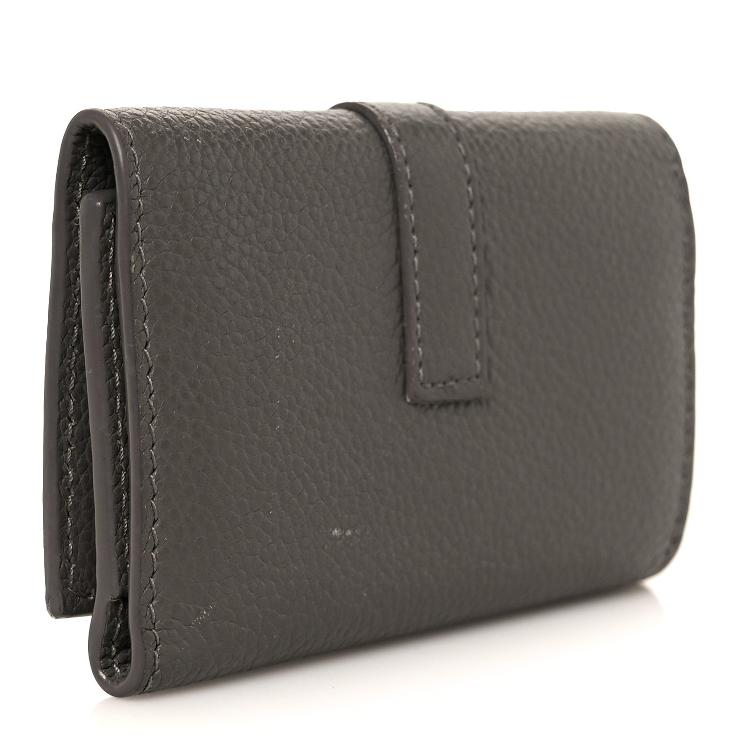 Grained Calfskin Monogram Key Case Grey