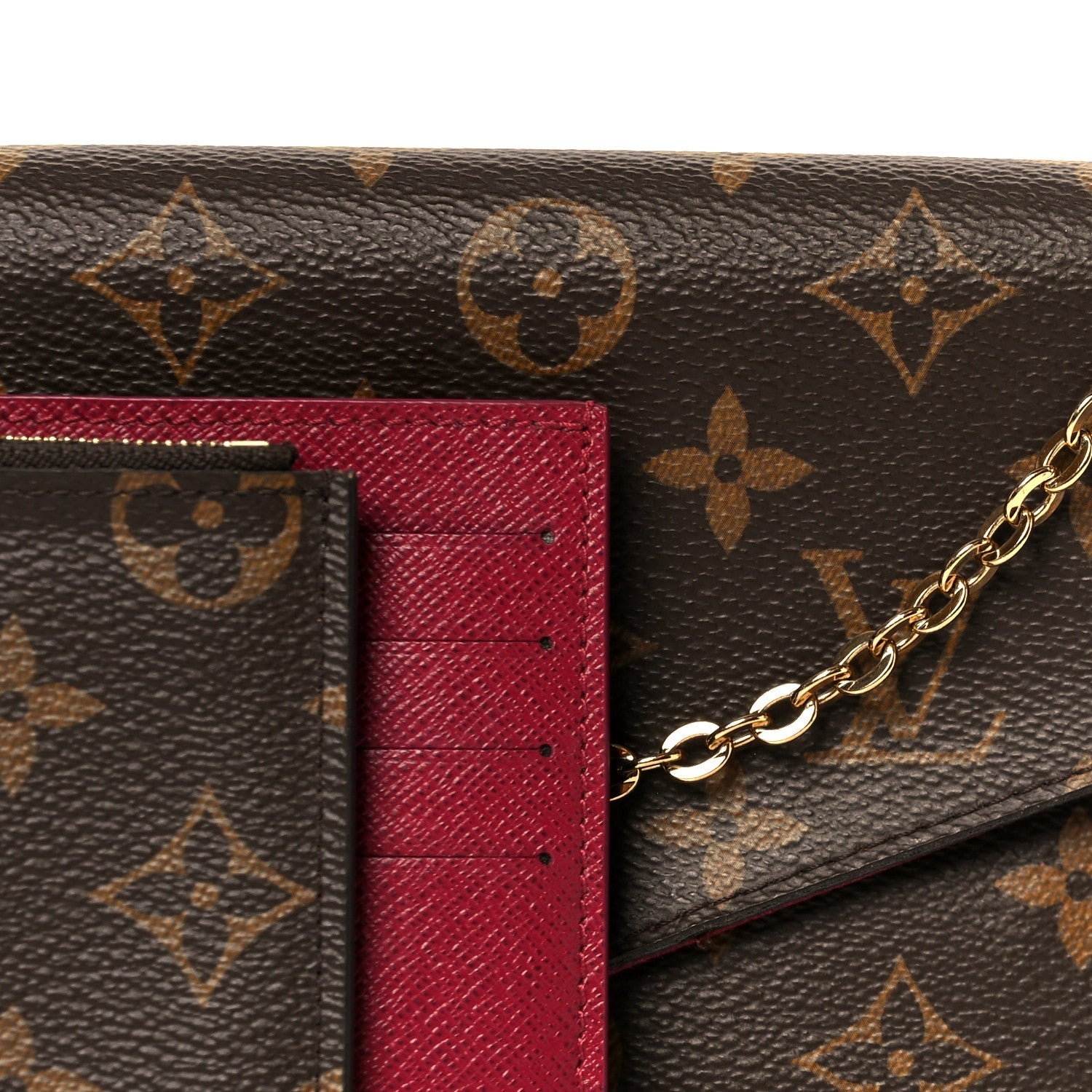 Monogram Pochette Felicie Chain Wallet Fuchsia