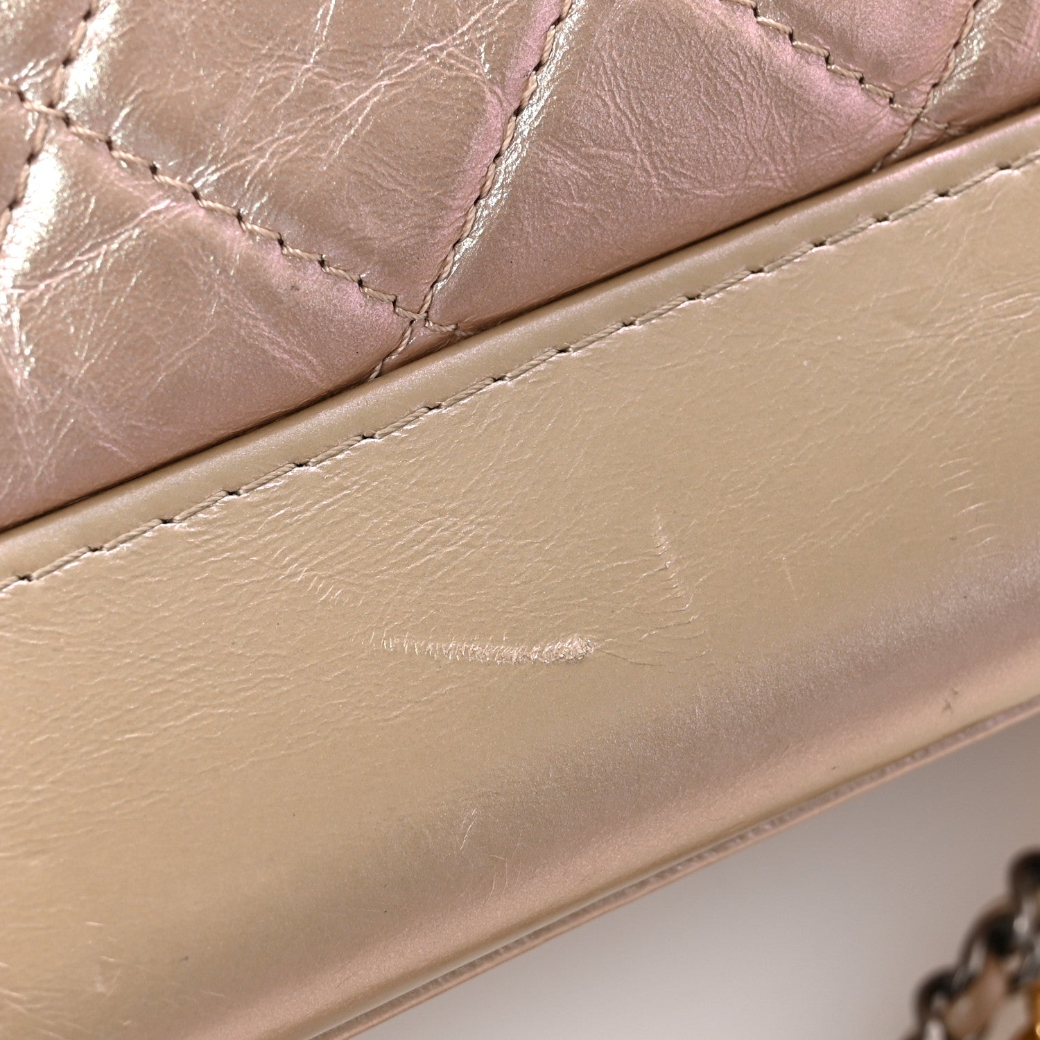 Iridescent Aged Calfskin Quilted Small Gabrielle Hobo Light Pink