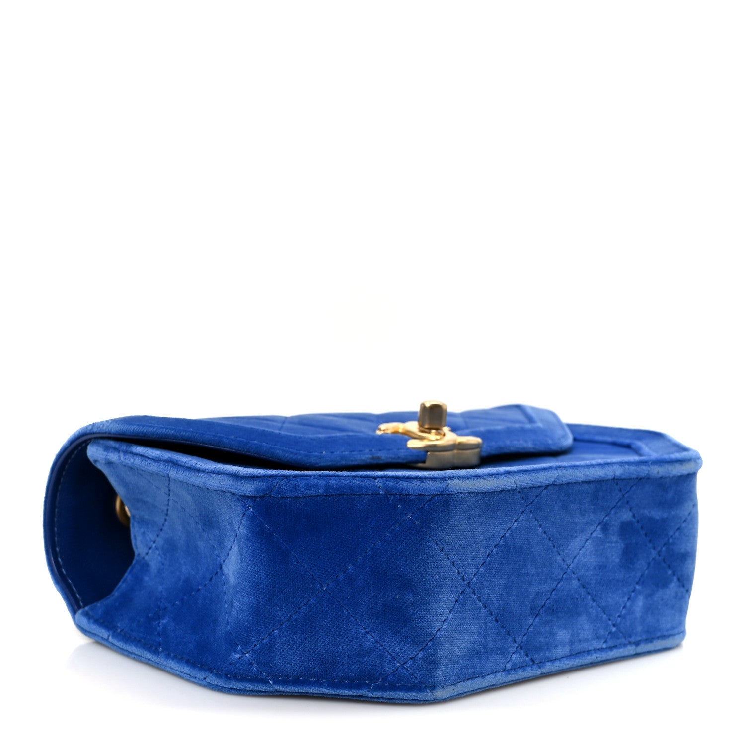 Velvet Quilted Mini Place Vendome Flap Blue