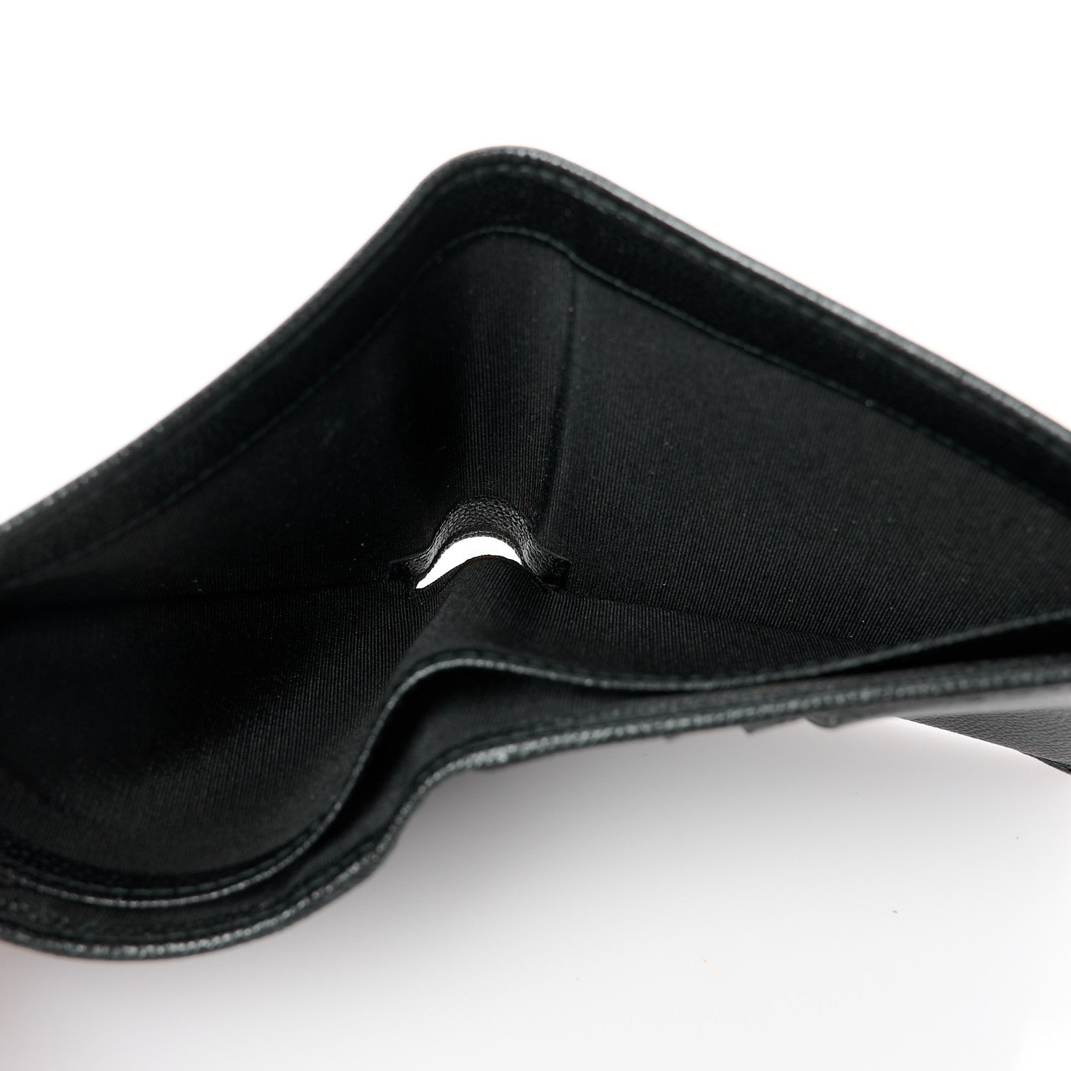 Caviar CC Button Bi-Fold Wallet Black
