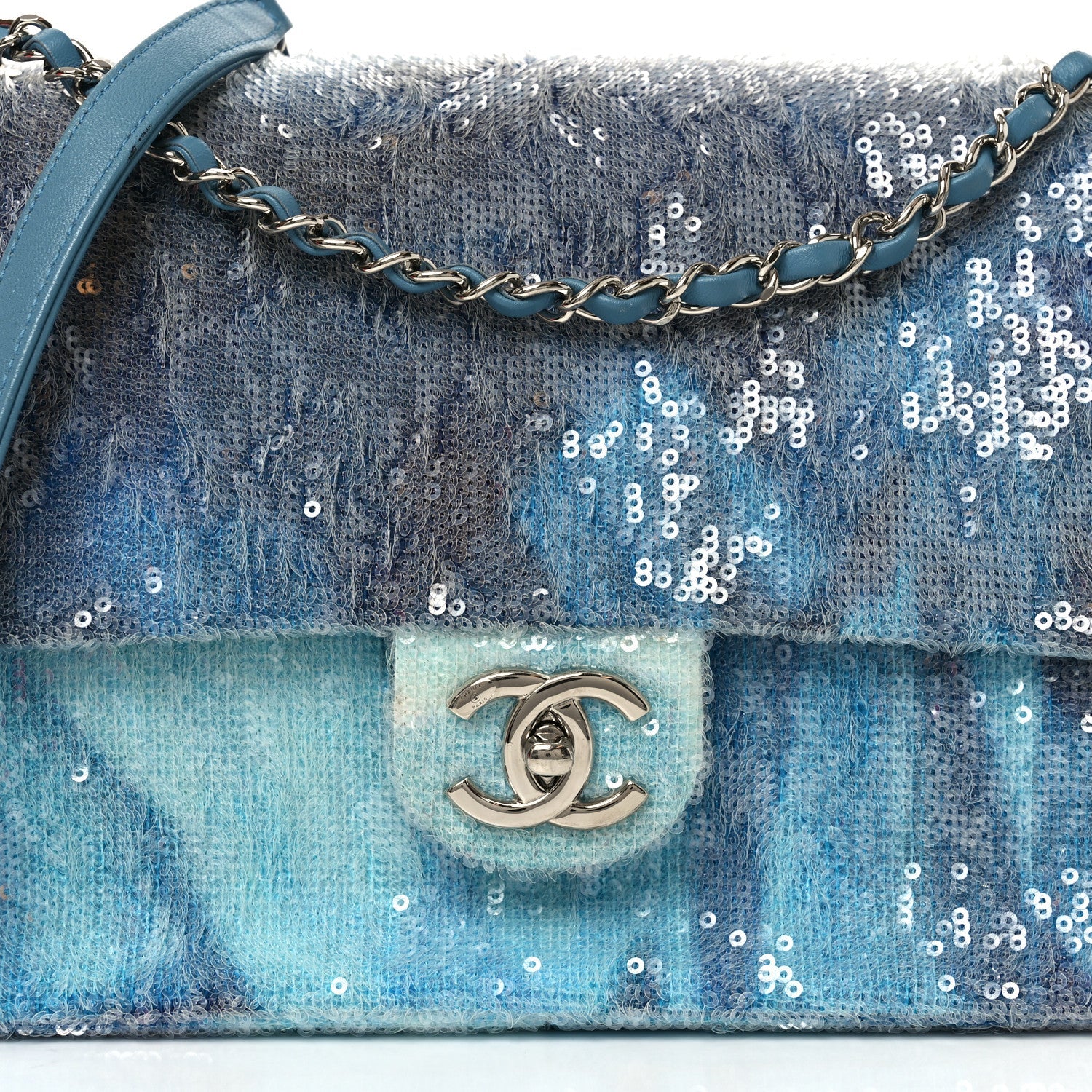 Sequin Large Waterfall Flap Light Blue