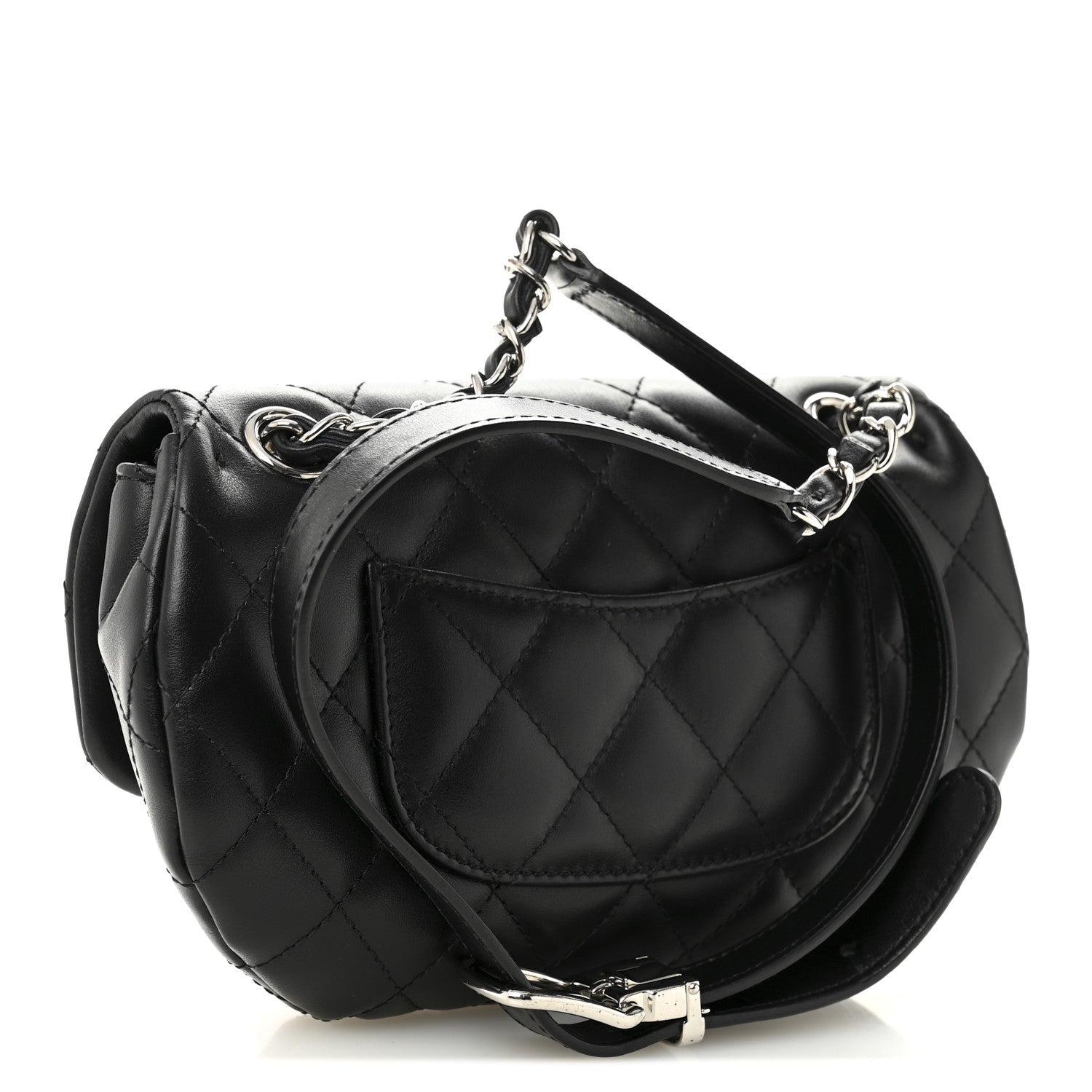 Calfskin Quilted CC Uniform Flap Belt Bag Black