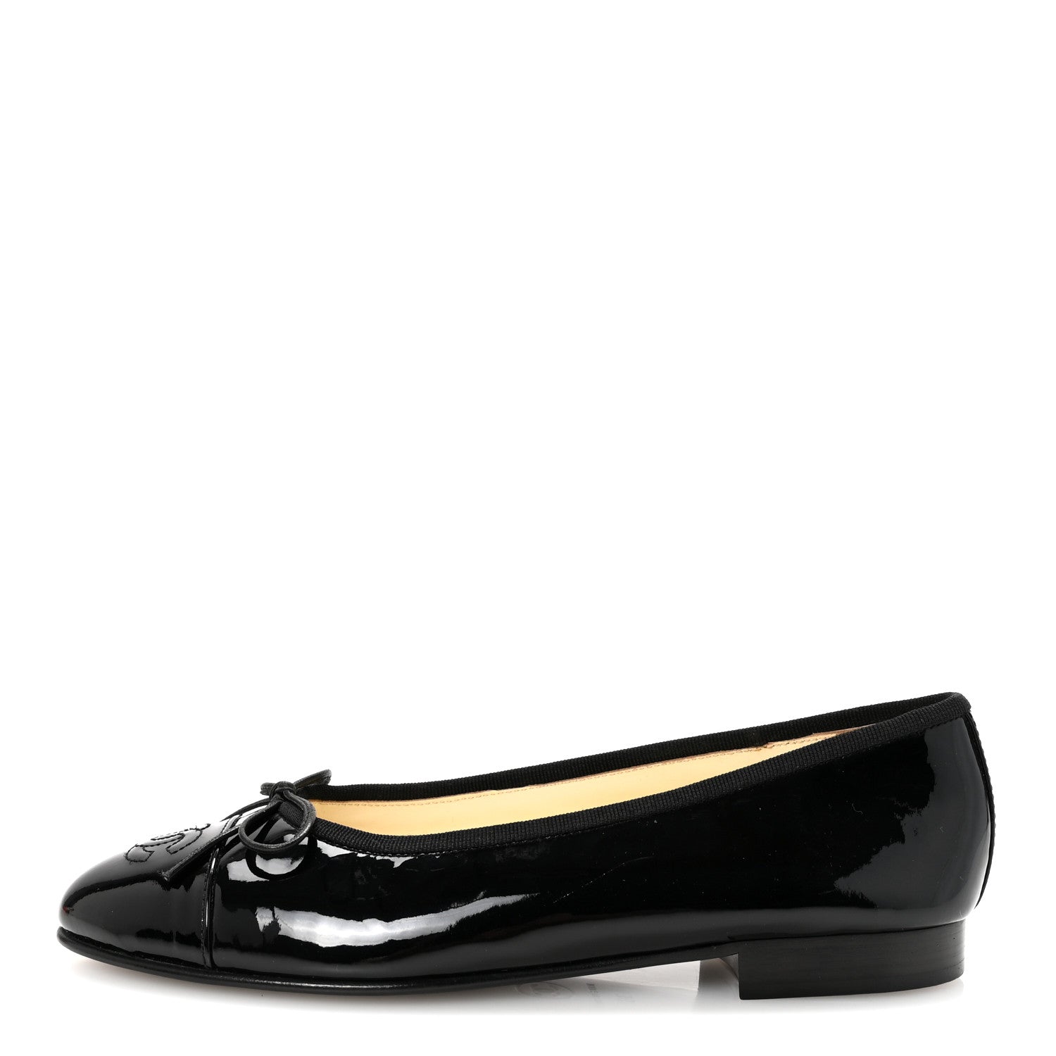 Patent Cap Toe Ballerina Flats 36 Black