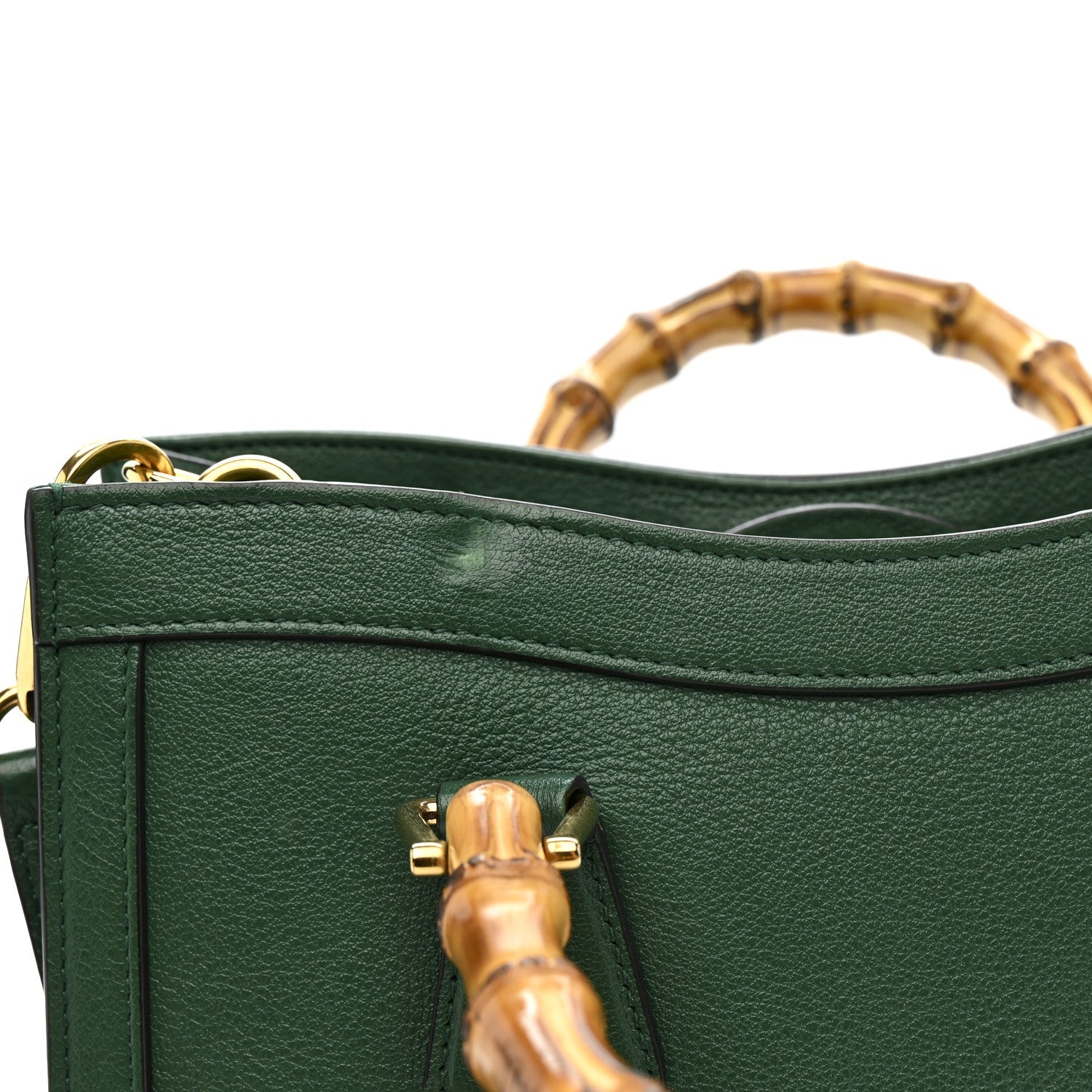 Wonka Grain Calfskin Small Diana Tote Bag Green Yellow Fluo