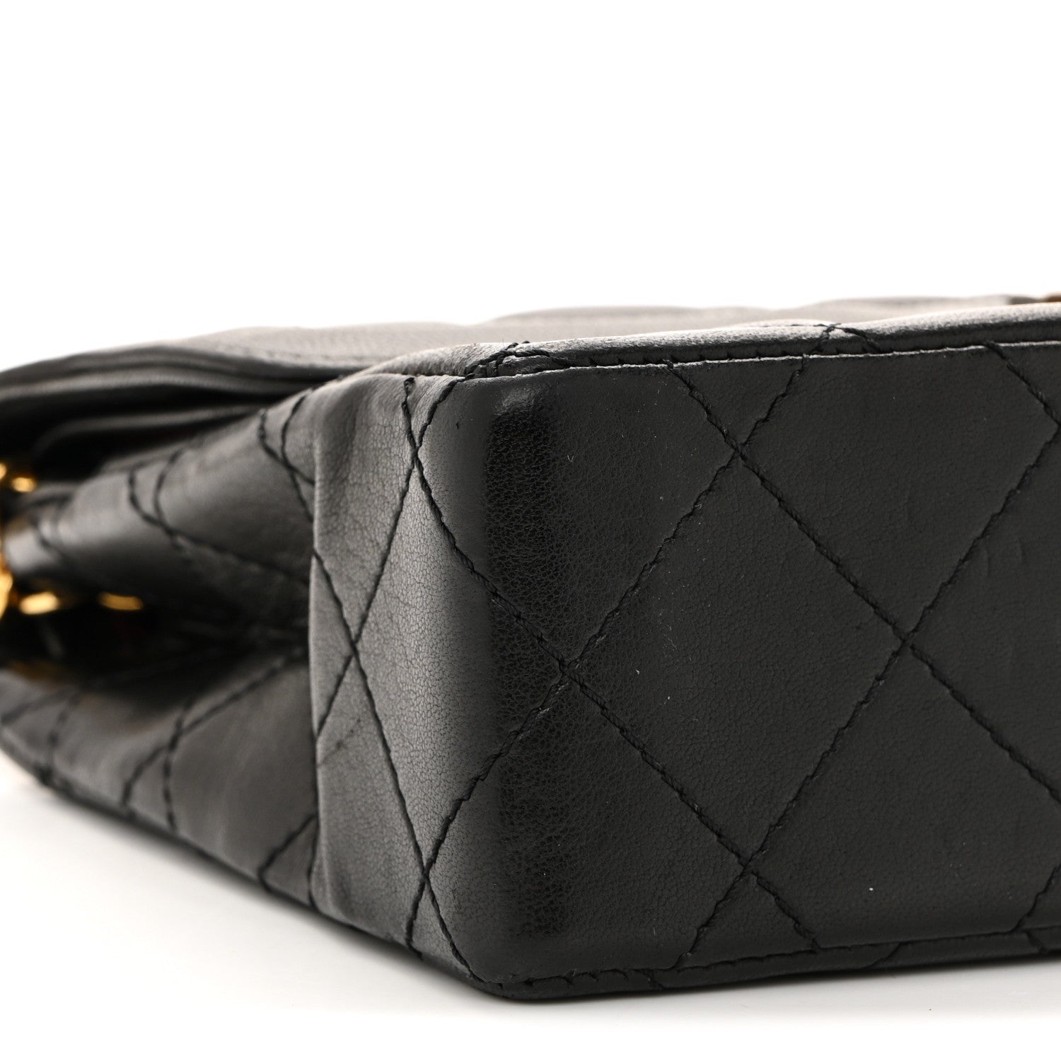 Lambskin Quilted Small Double Flap Black