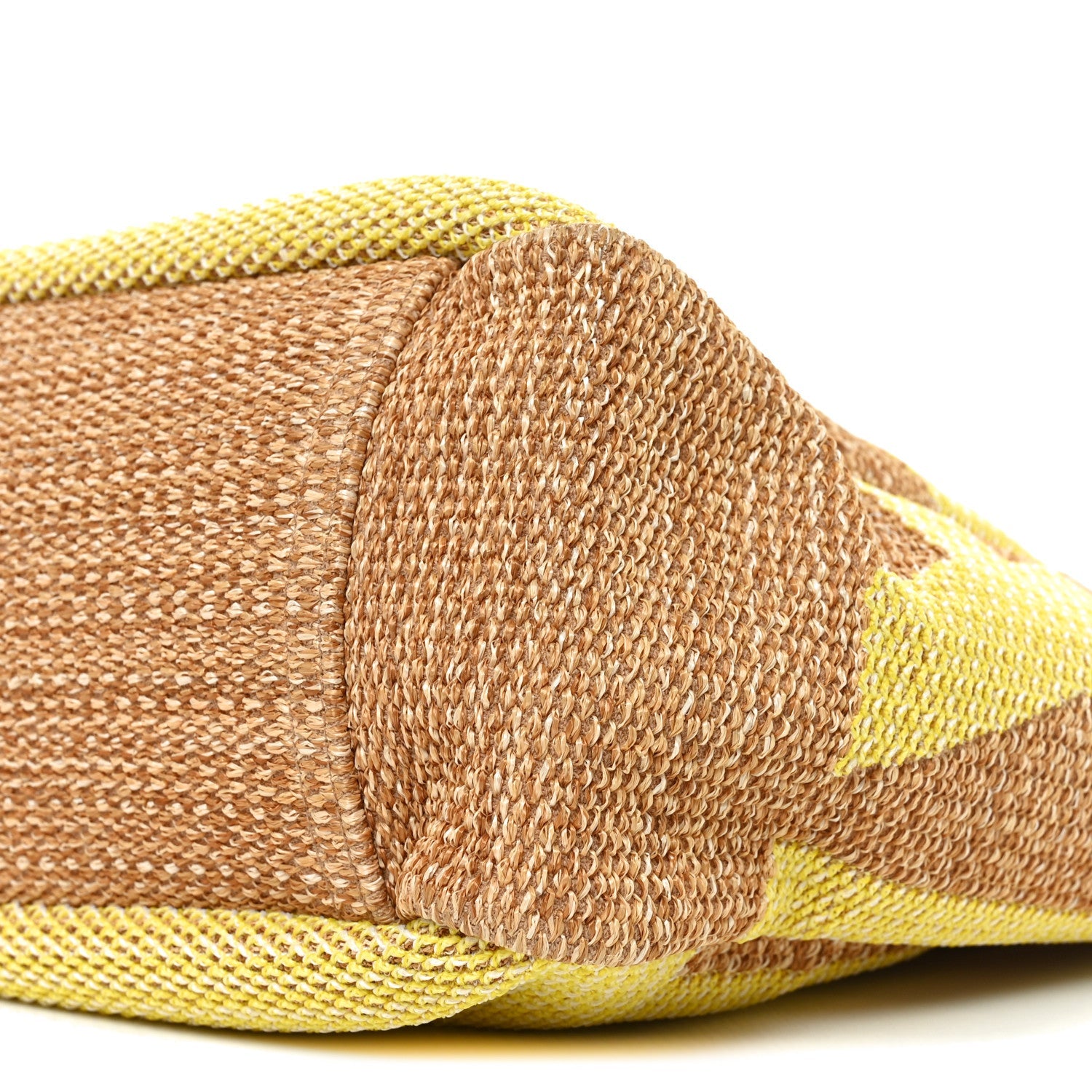 Mixed Fibers Large Shopping Bag Yellow Brown