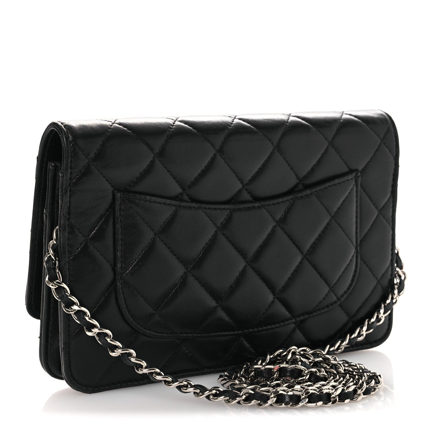 Lambskin Quilted Wallet On Chain WOC Black