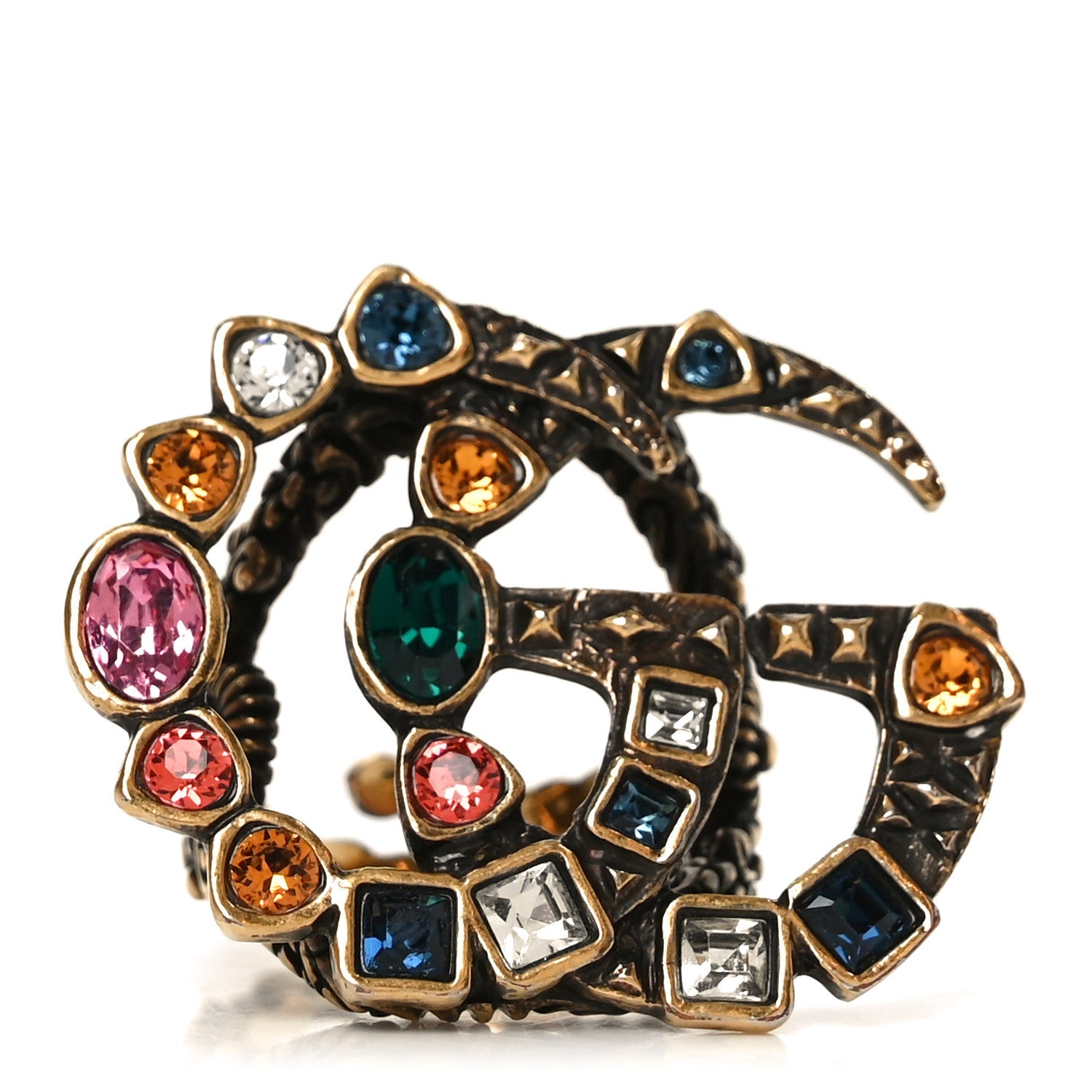 Crystal Double G Ring S Multicolor