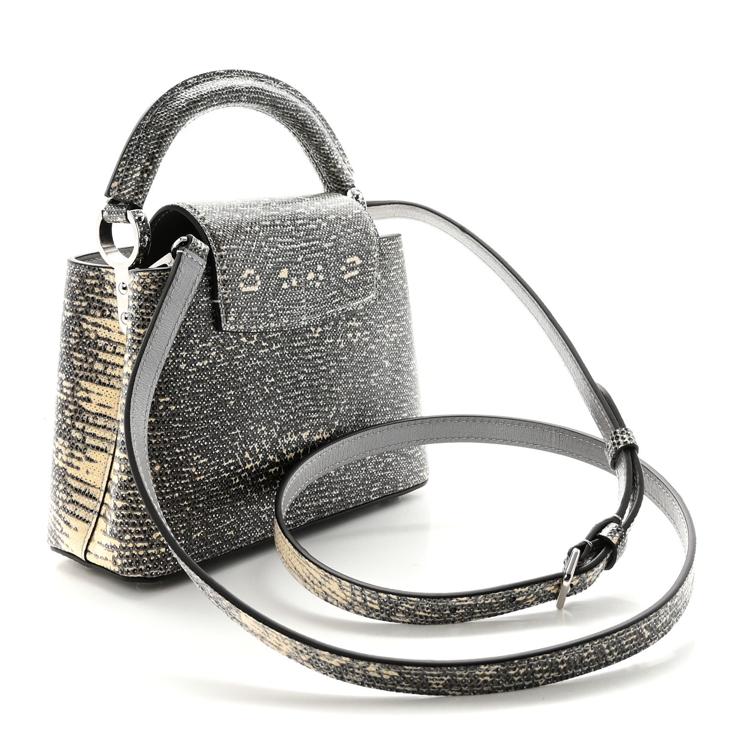 Lizard Mini Capucines Argento