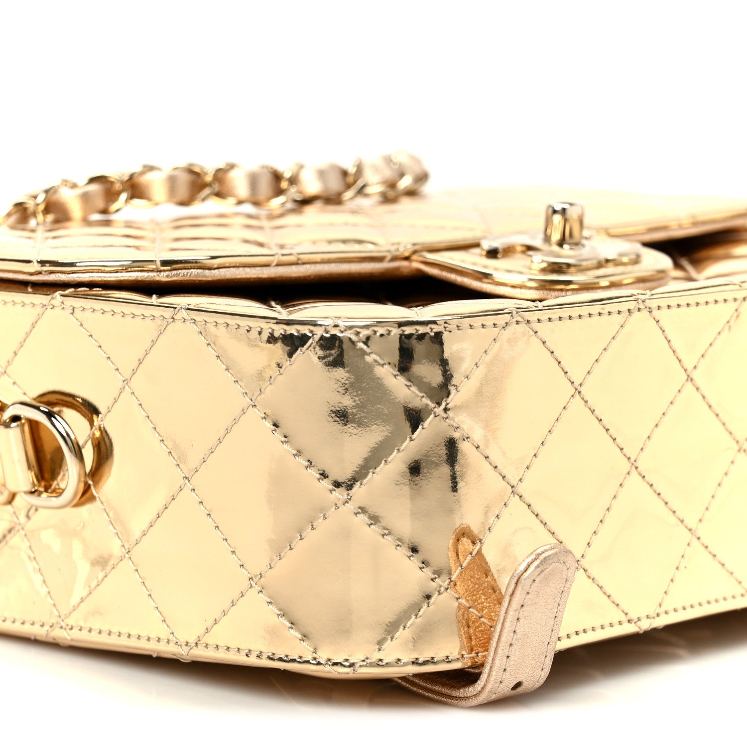 Mirror Calfskin Metallic Calfskin Quilted Hollywood Boulevard Backpack With Coin Purse Gold