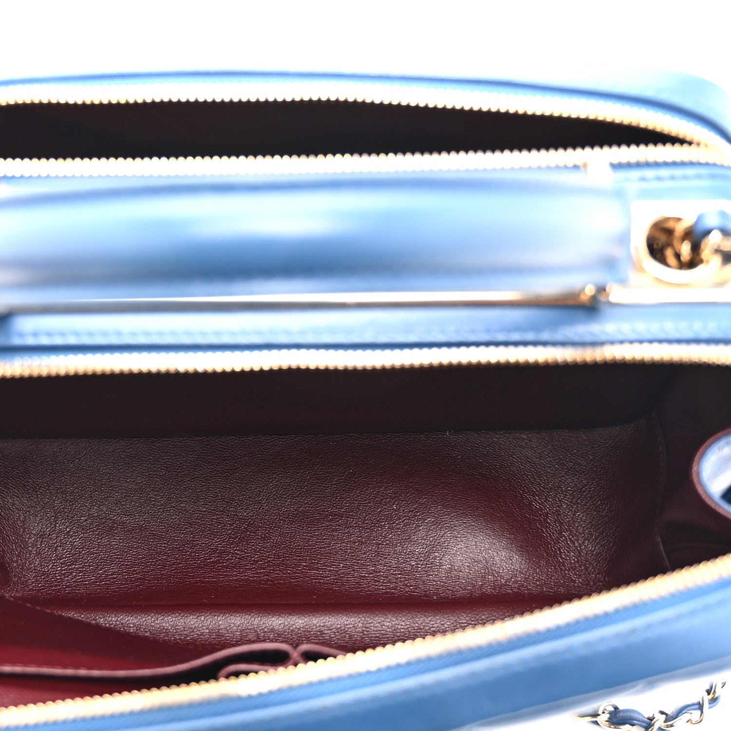 Lambskin Quilted Medium Trendy CC Bowling Bag Blue