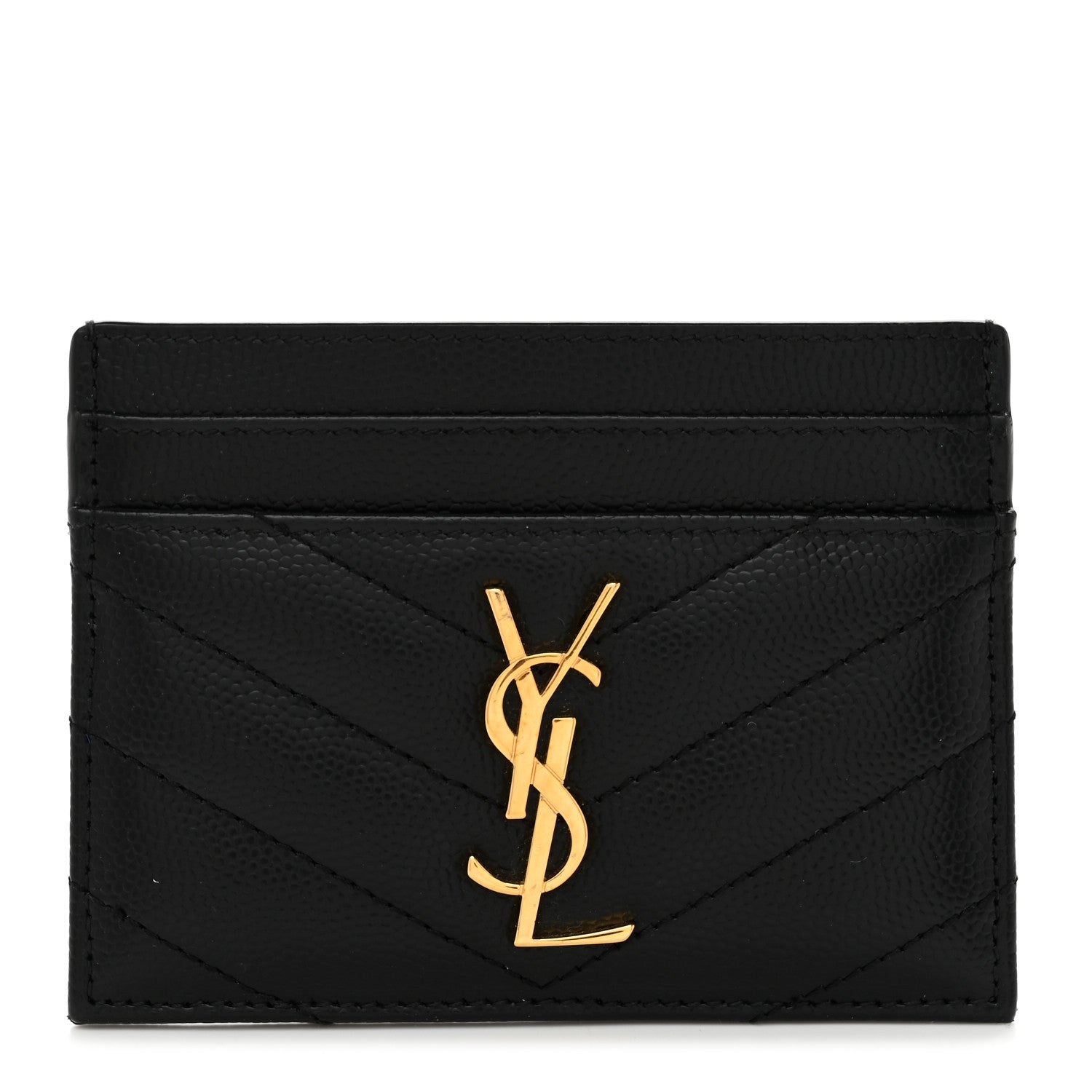 Grain De Poudre Matelasse Chevron Monogram Credit Card Case Black