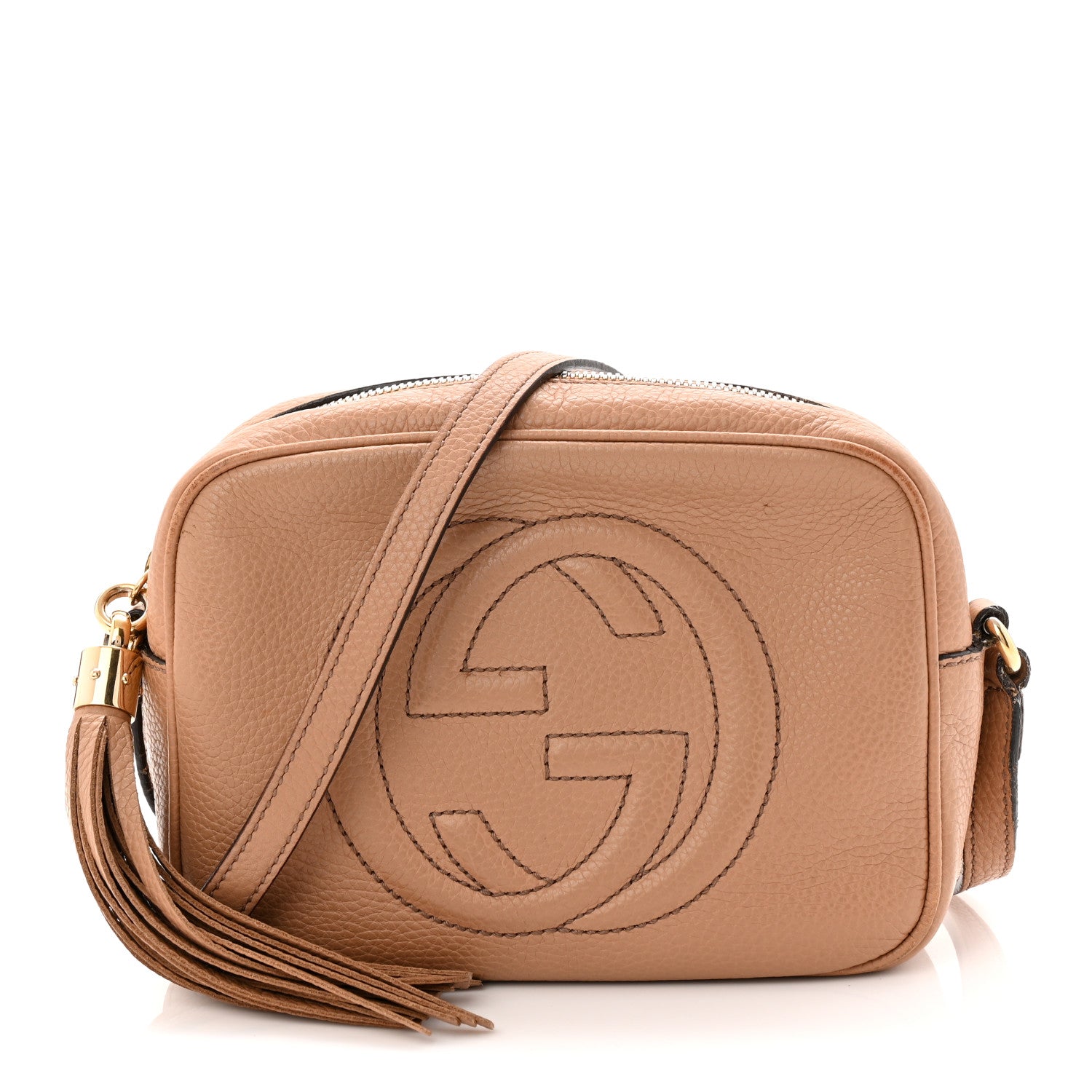 Pebbled Calfskin Small Soho Disco Bag Camelia