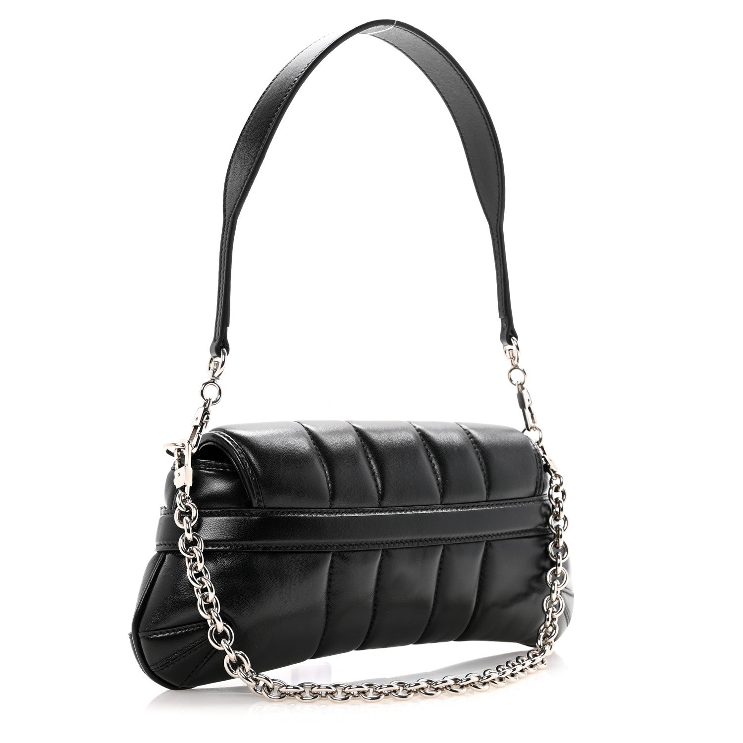 Nappa Vertical Matelasse Small Maxi Horsebit Chain Shoulder Bag Black