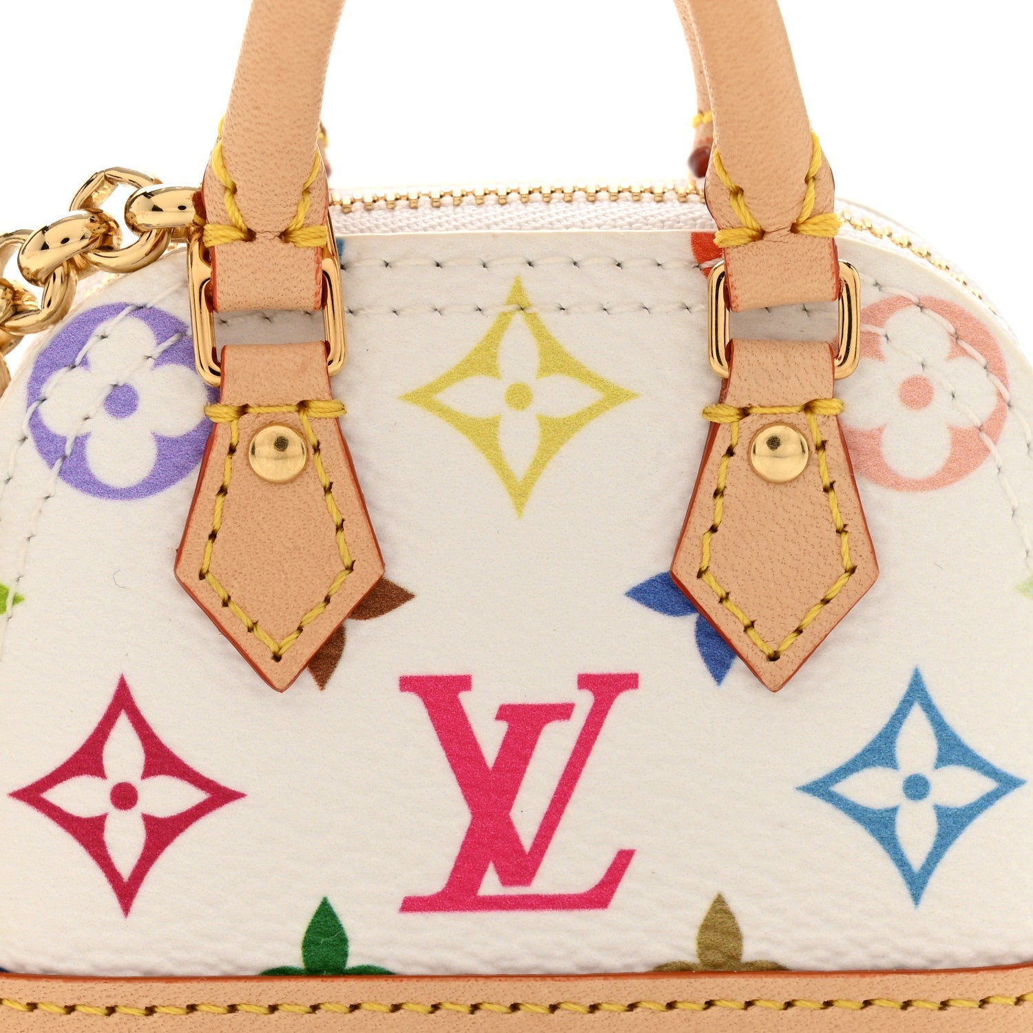LV x TM Monogram Multicolor Micro Alma Bag Charm White