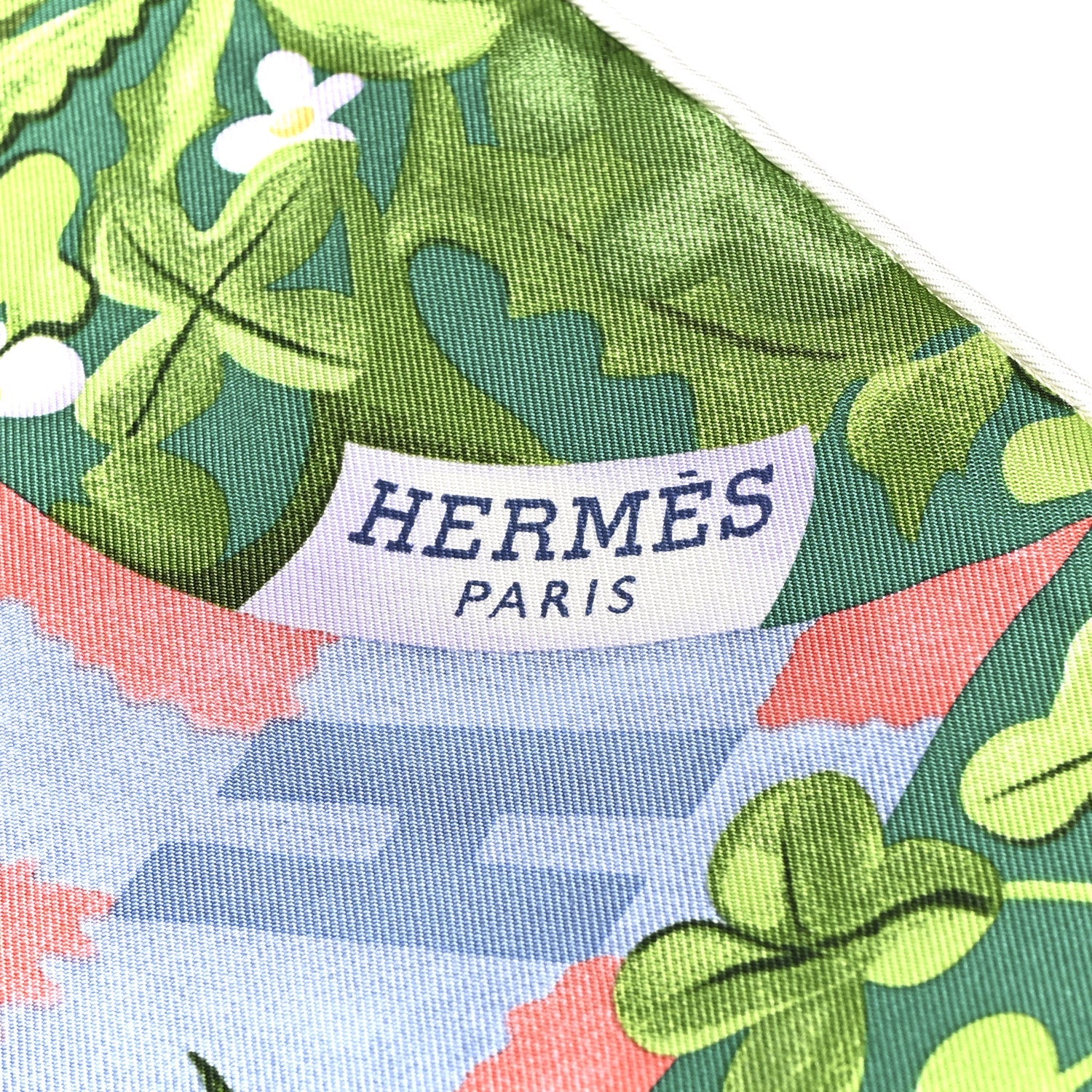 Silk Un Carre Sur l'Herbe Scarf 90 Bleu Ciel Vert Jaune