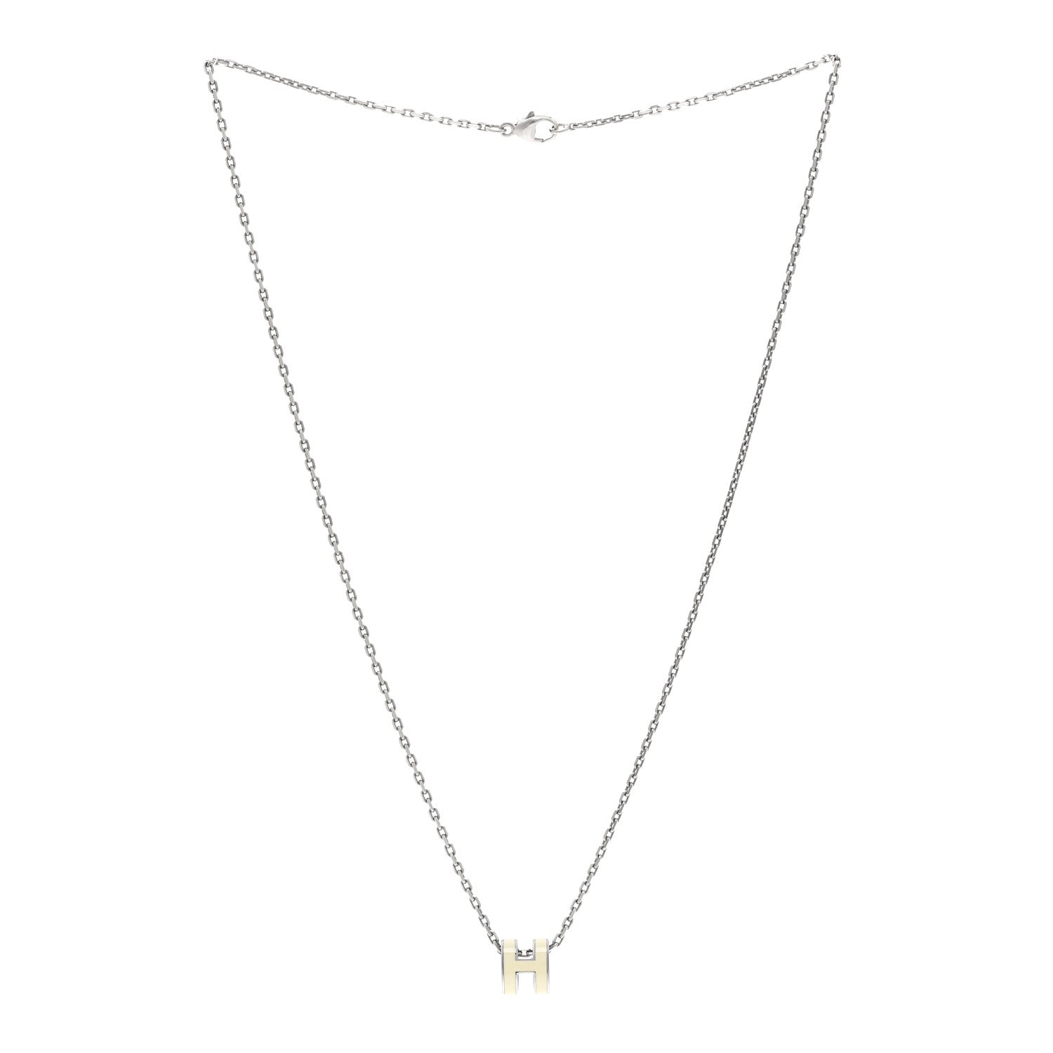 Lacquered Palladium Mini Pop H Pendant Necklace White