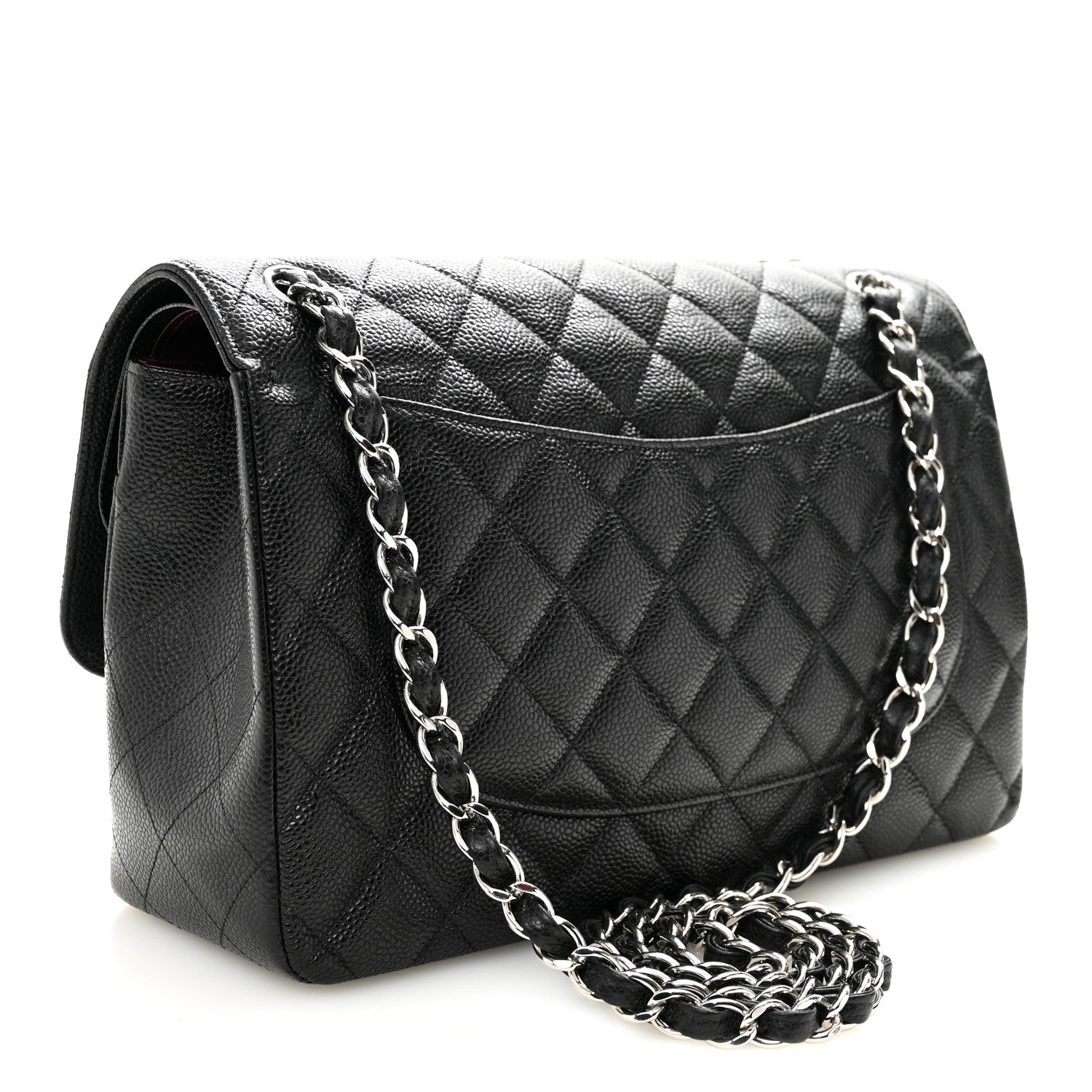 Caviar Quilted Jumbo Double Flap Black