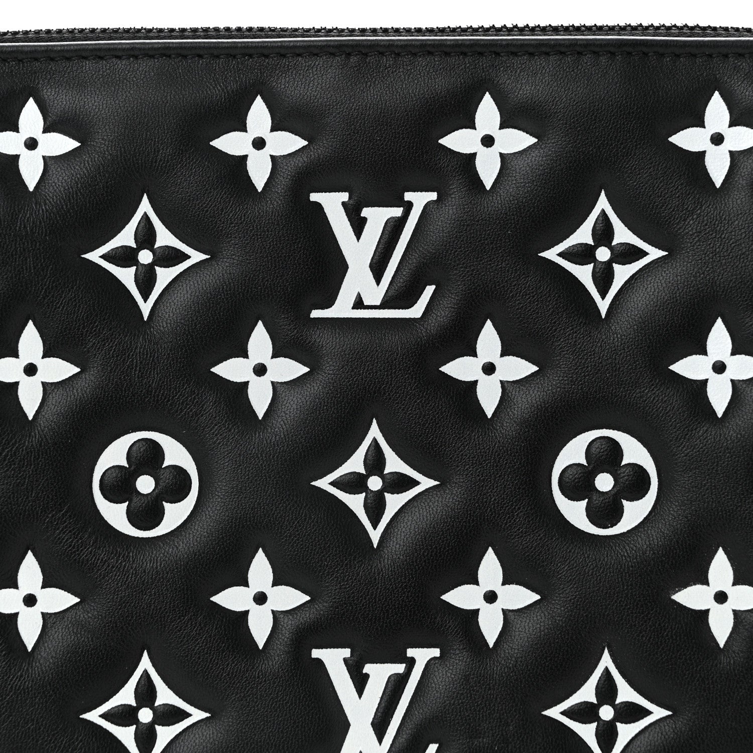 Lambskin Embossed Monogram Coussin PM Black White