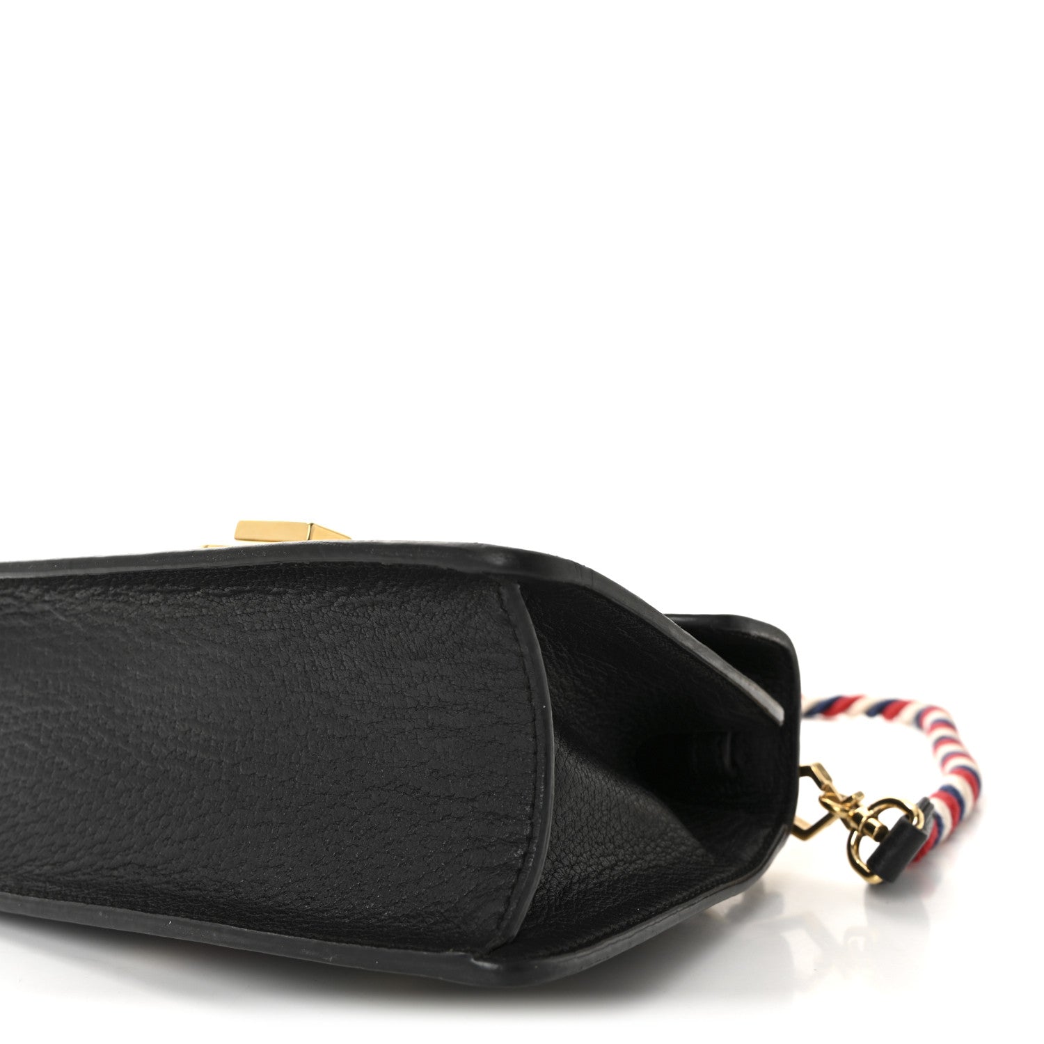 Textured Calfskin Bee Star Print Mini Sylvie Top Handle Bag Black