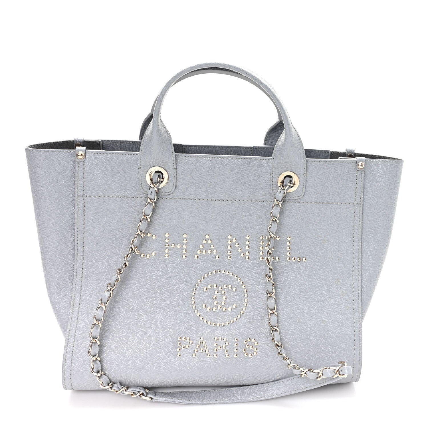 Caviar Studded Small Deauville Tote Grey