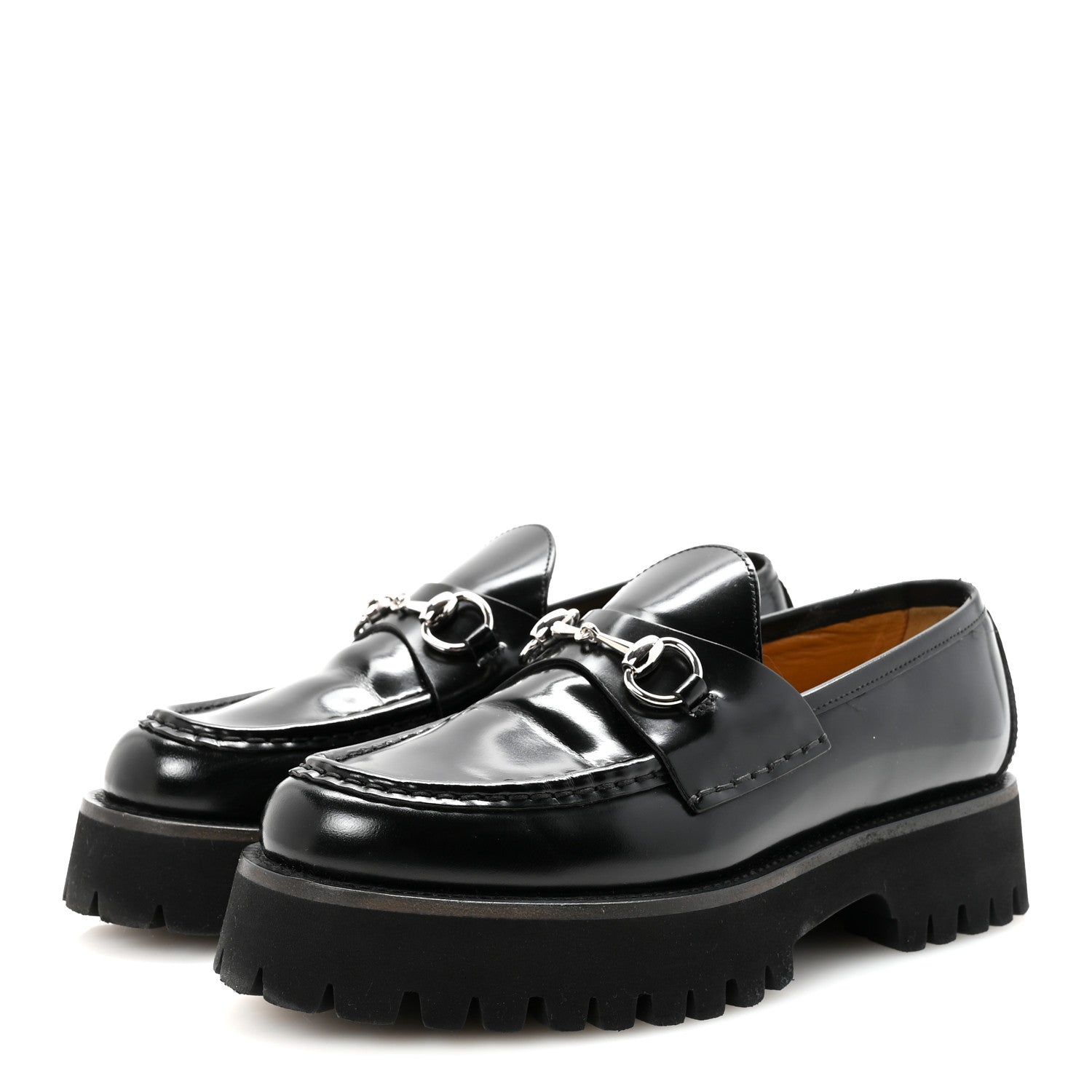 Cordovan Lux Womens Horsebit 45mm Platform Loafers 39 Black