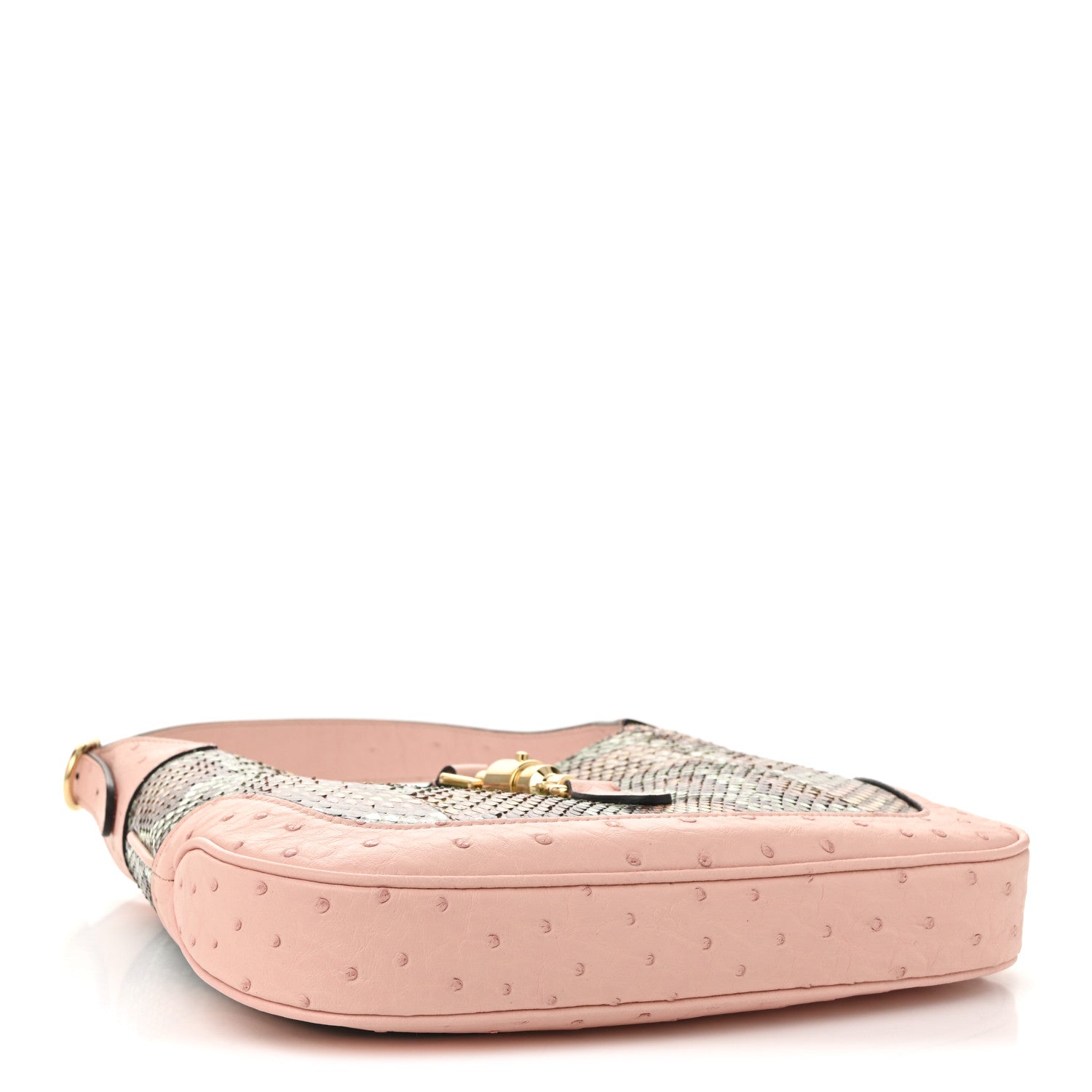 Snakeskin Ostrich Calfskin Small Jackie 1961 Hobo Pink Multicolor