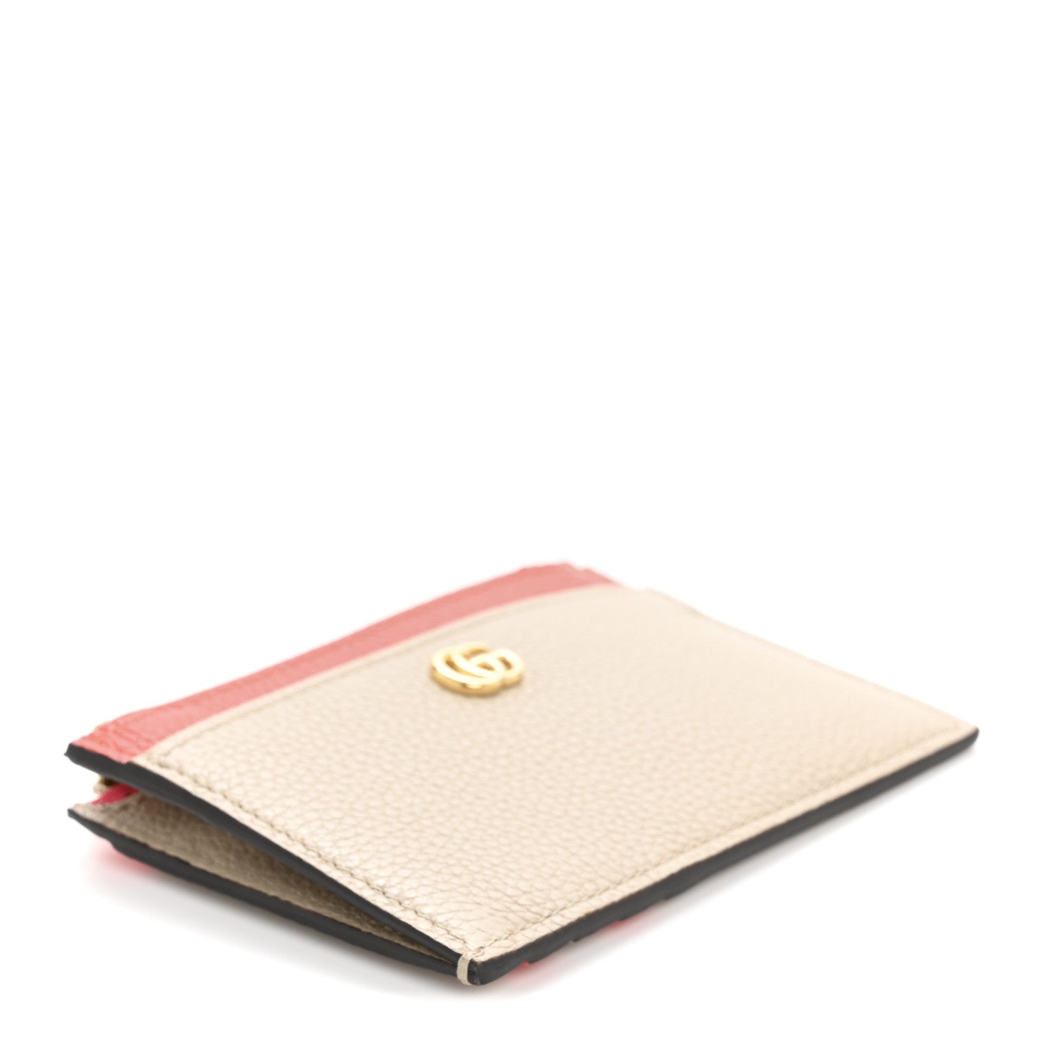 Dollar Calfskin GG Marmont Zip Key Pouch Beige Sun Orange
