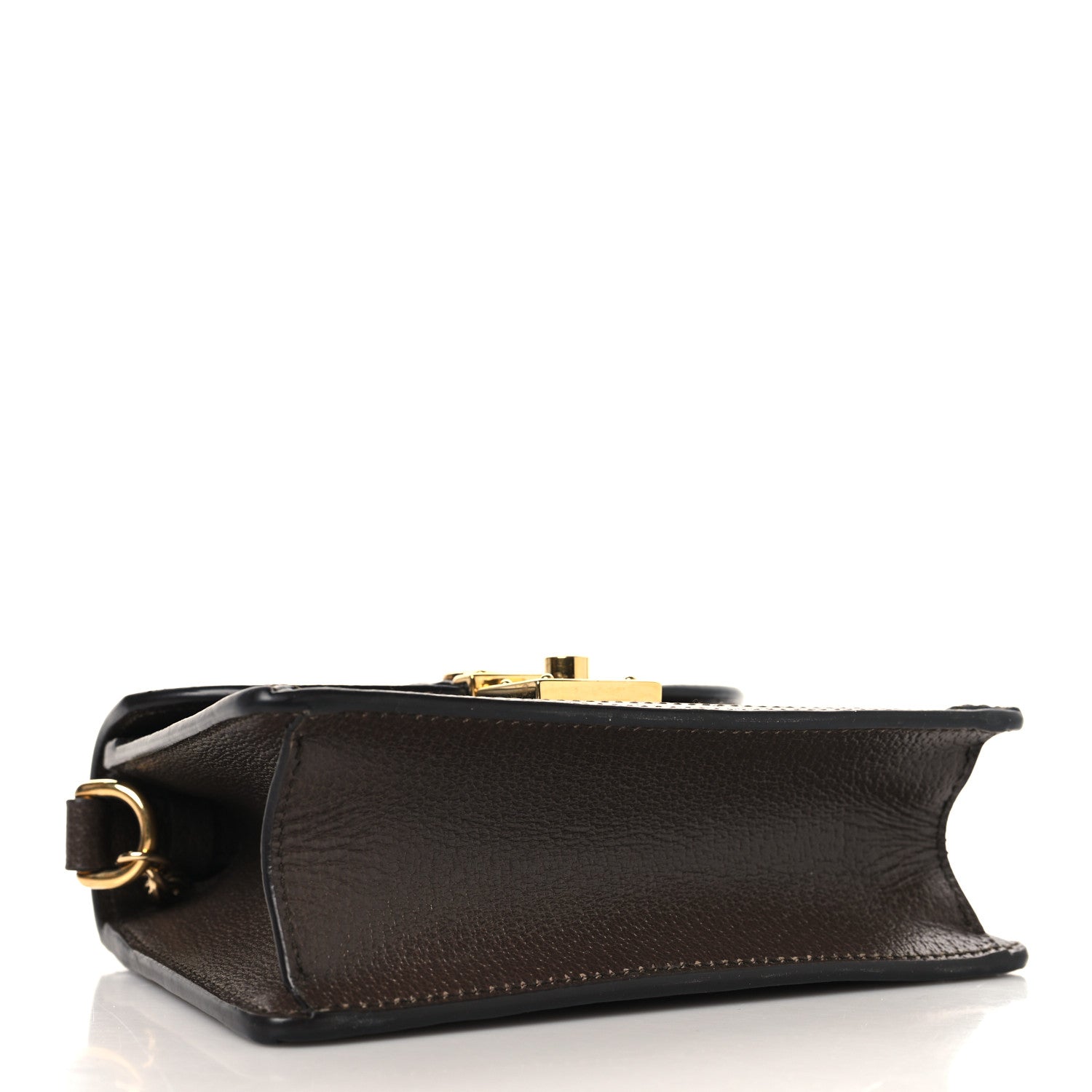 GG Supreme Monogram Textured Dollar Calfskin Web Mini Ophidia Padlock Top Handle Chain Shoulder Bag Beige Ebony New Acero