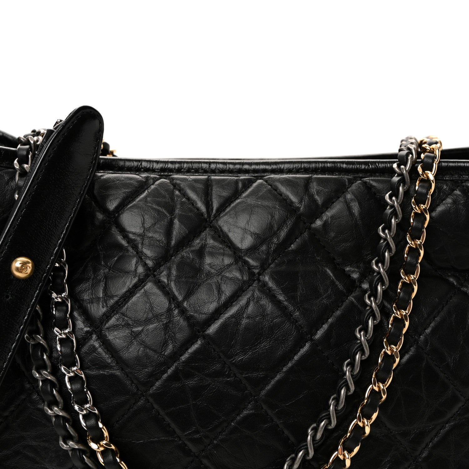 Aged Calfskin Quilted Large Gabrielle Hobo Black