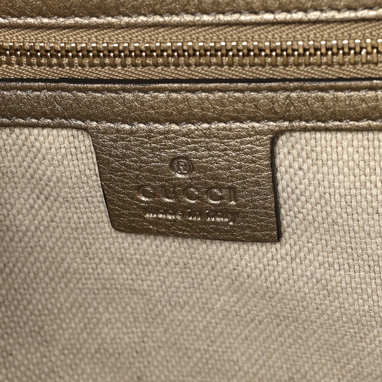 Metallic Pebbled Calfskin Medium Soho Shoulder Bag Golden Beige