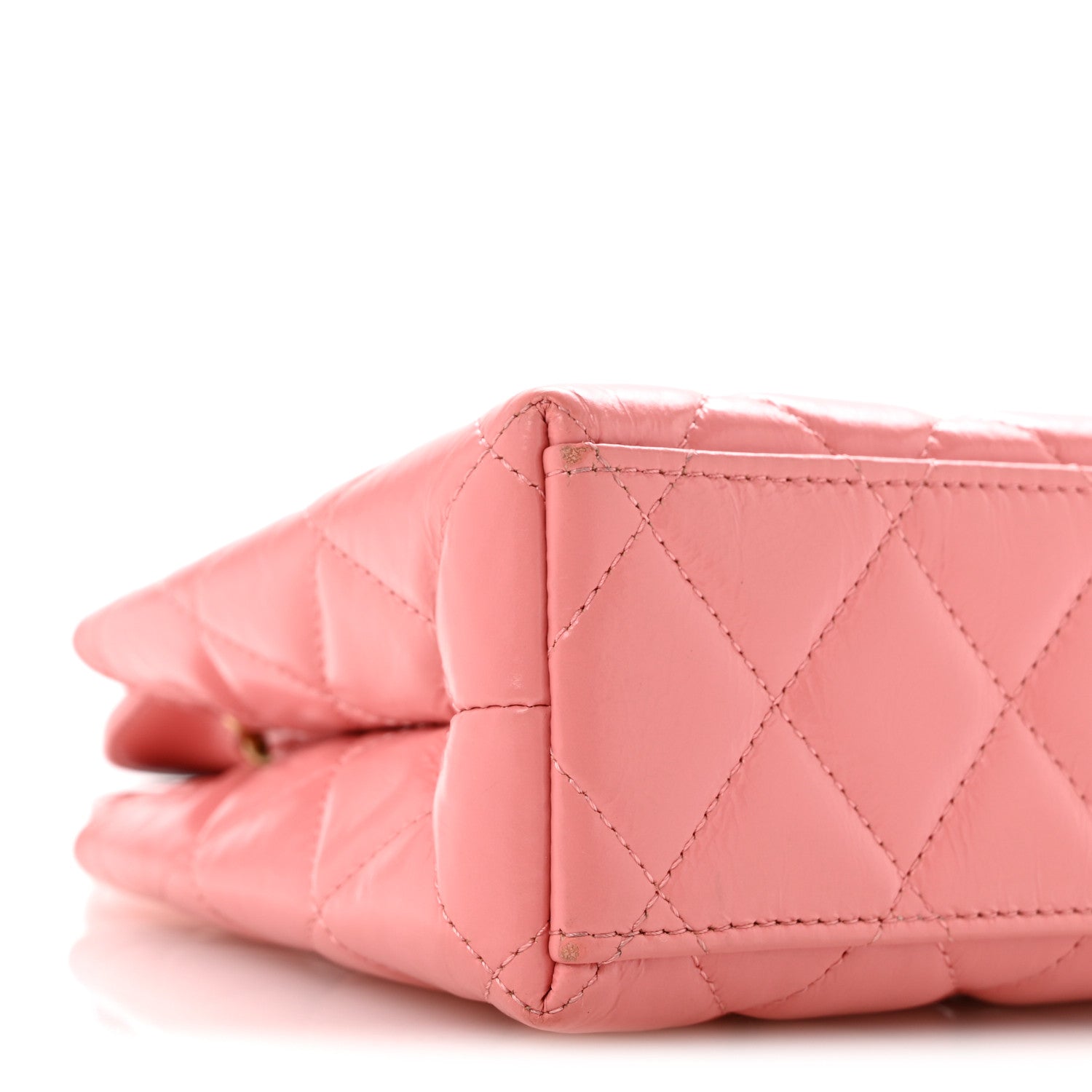 Shiny Aged Calfskin Quilted Nano Kelly Shopper Coral Pink