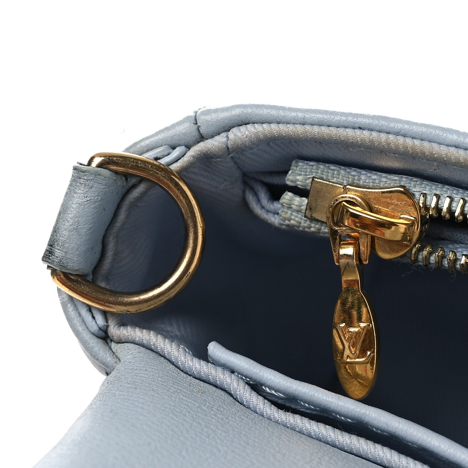Calfskin Bubblegram Wallet On Strap Ice Blue