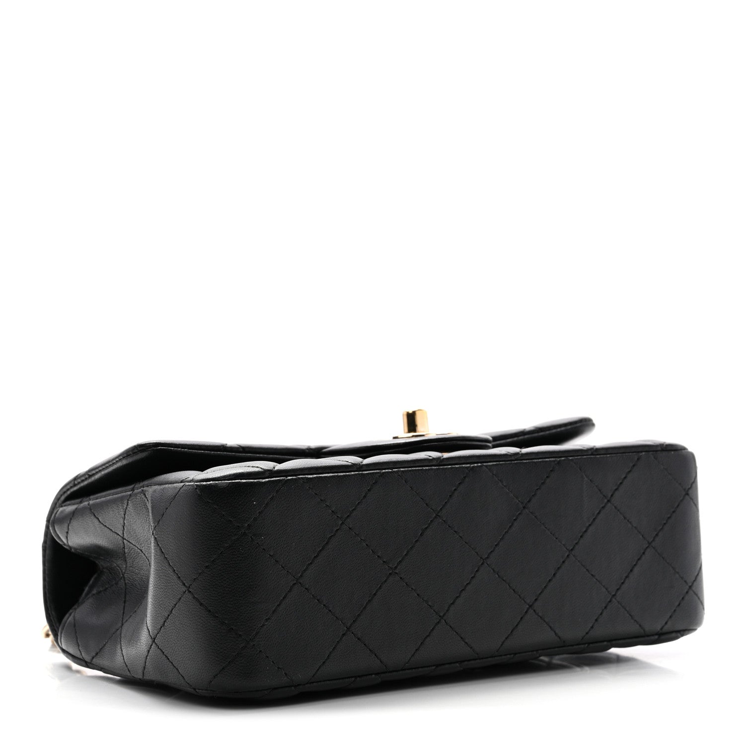 Lambskin Quilted Mini Rectangular Flap Black