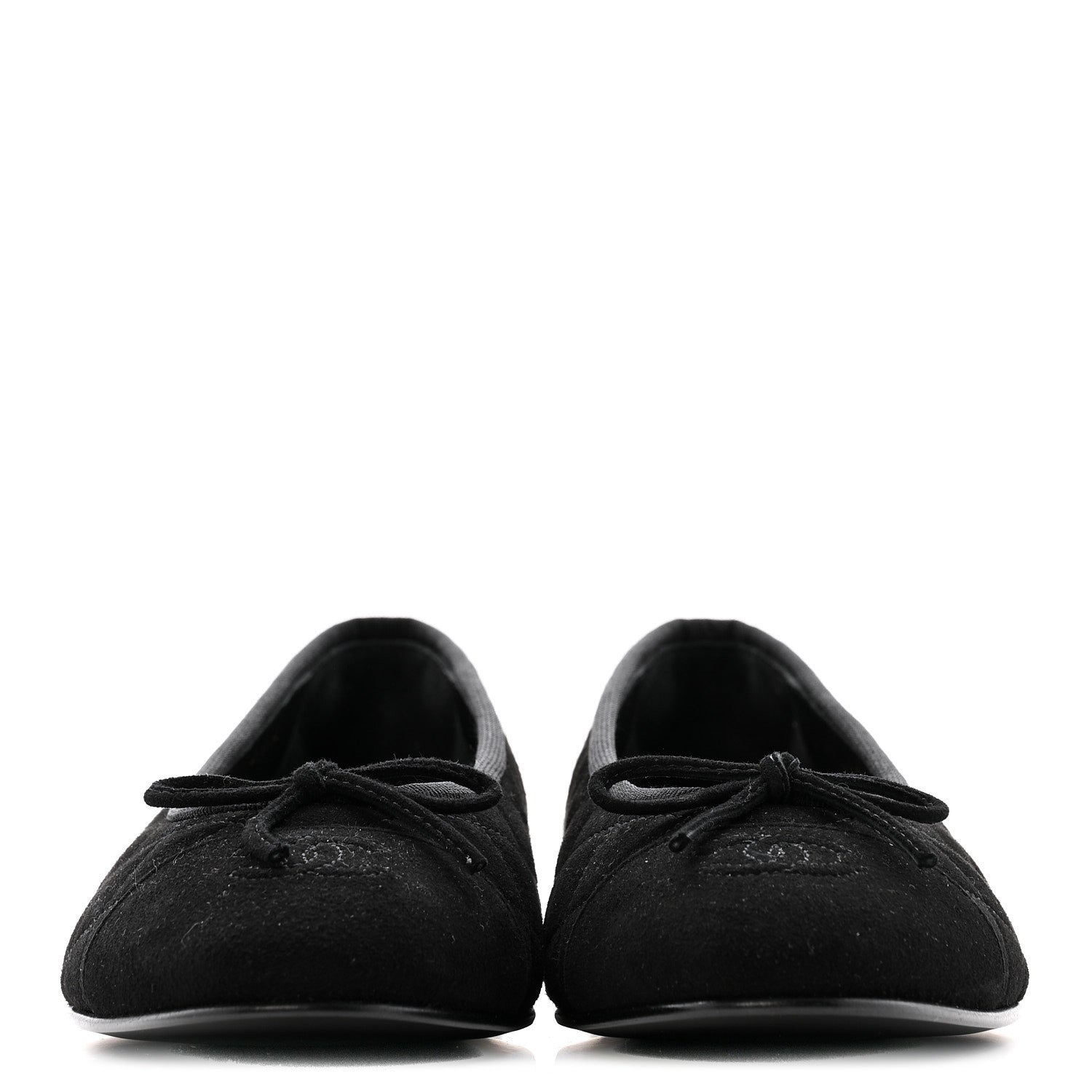 Suede Quilted Cap Toe CC Ballerina Flats 39.5 Black