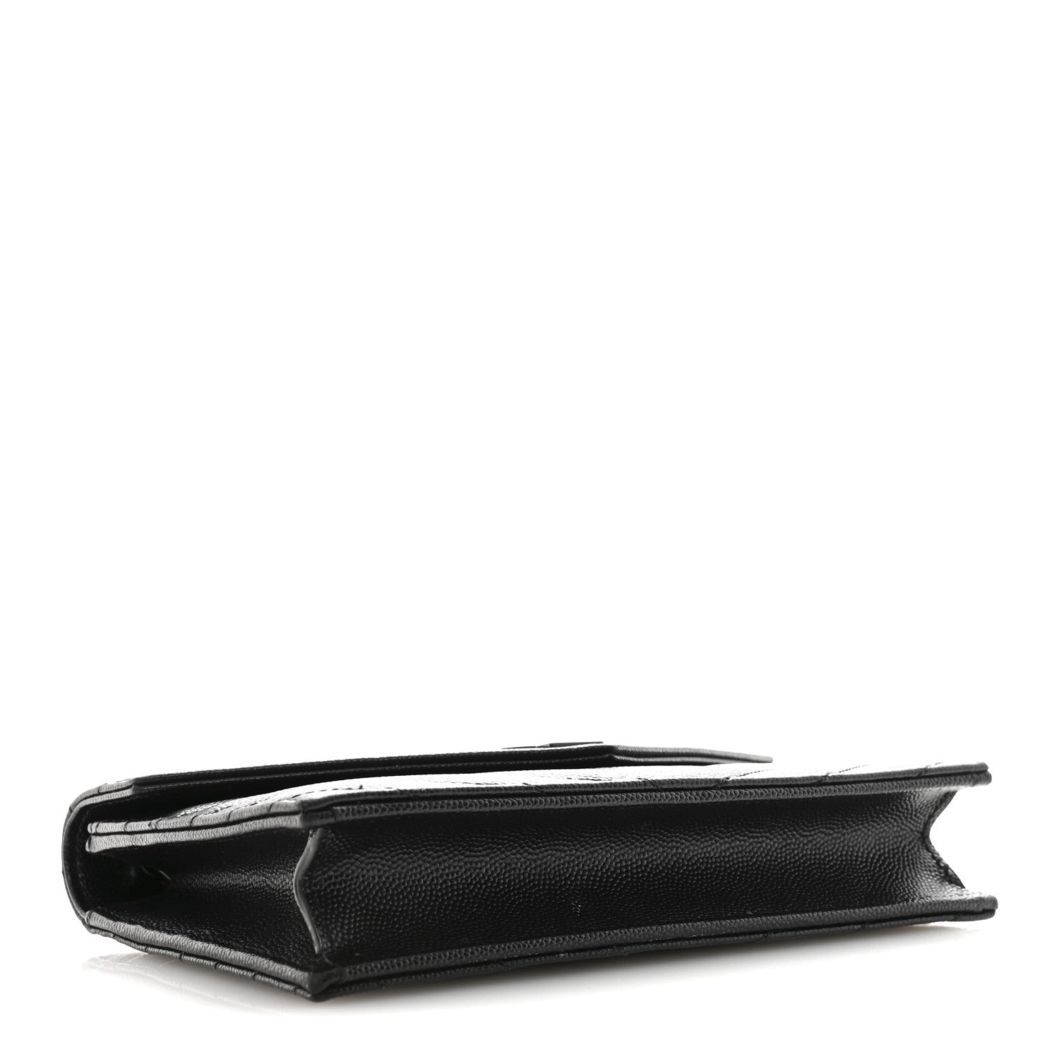 Grain De Poudre Matelasse Chevron Monogram Monochrome Envelope Chain Wallet Black