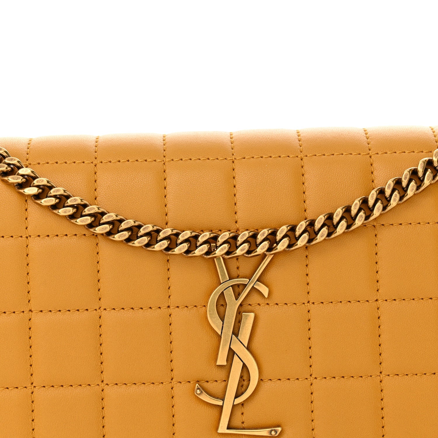 Lambskin Carre Quilted Cassandre Chain Wallet Saffran