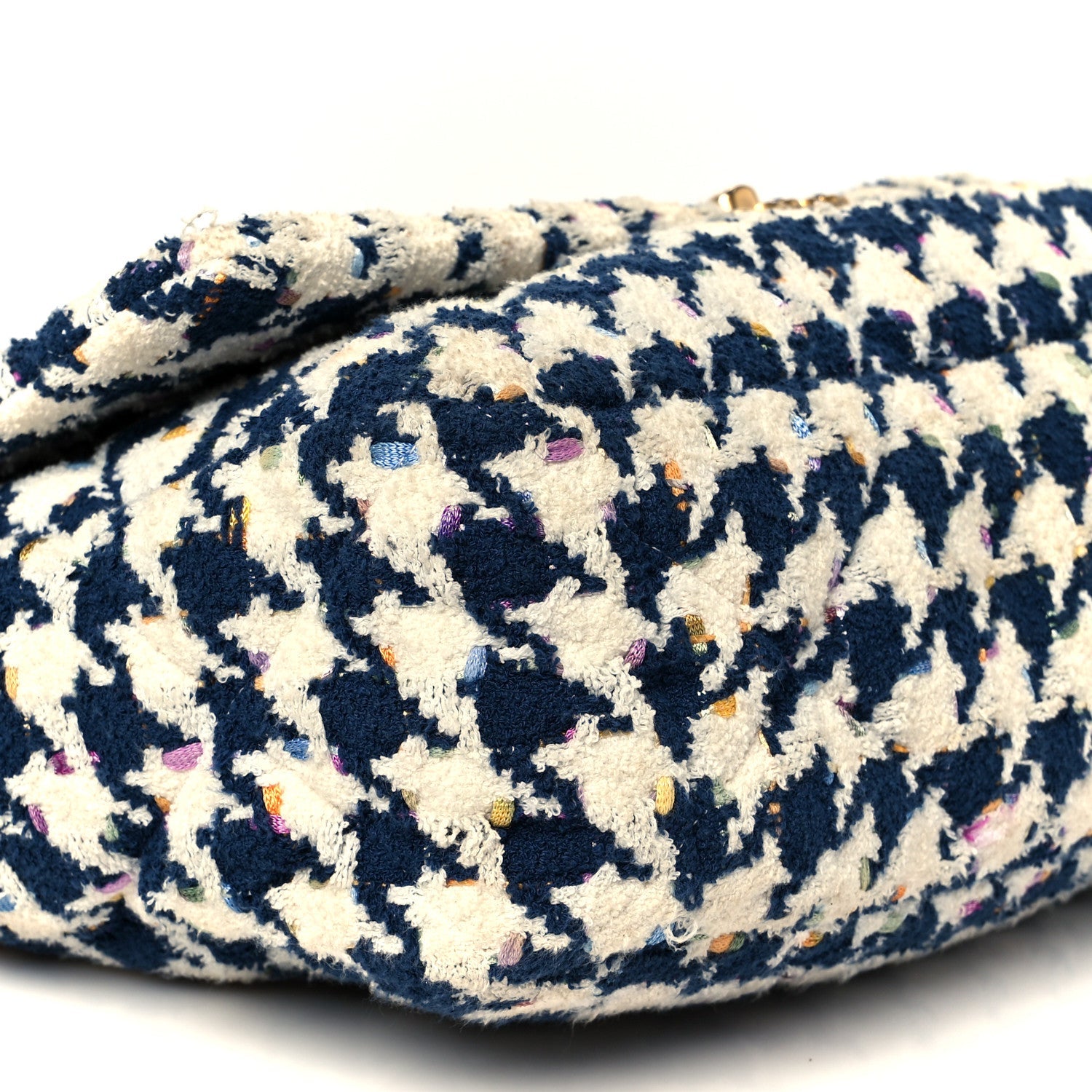 Tweed Quilted Maxi Chanel 19 Flap Ecru Navy Blue Multicolor