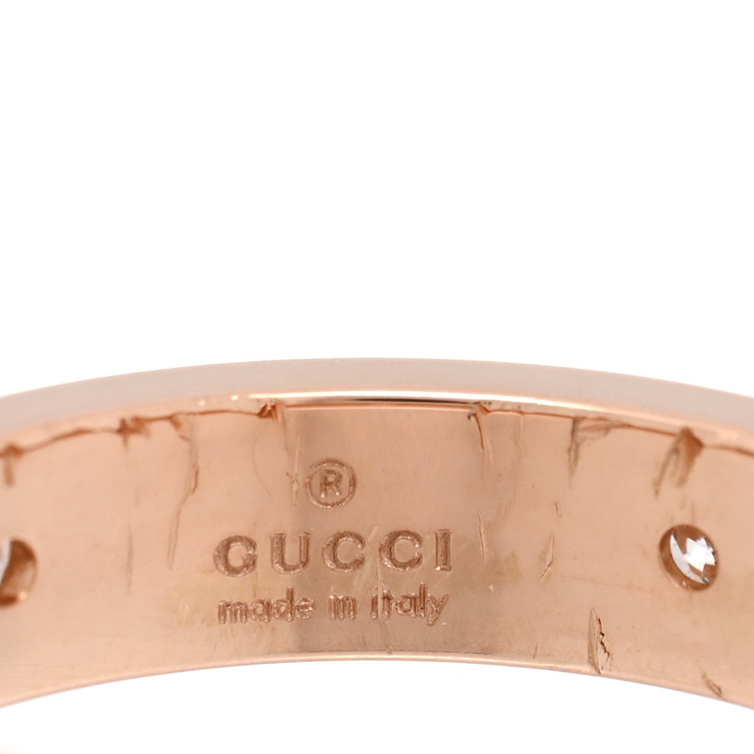 18K Rose Gold Diamond Icon Band Ring 49 4.75