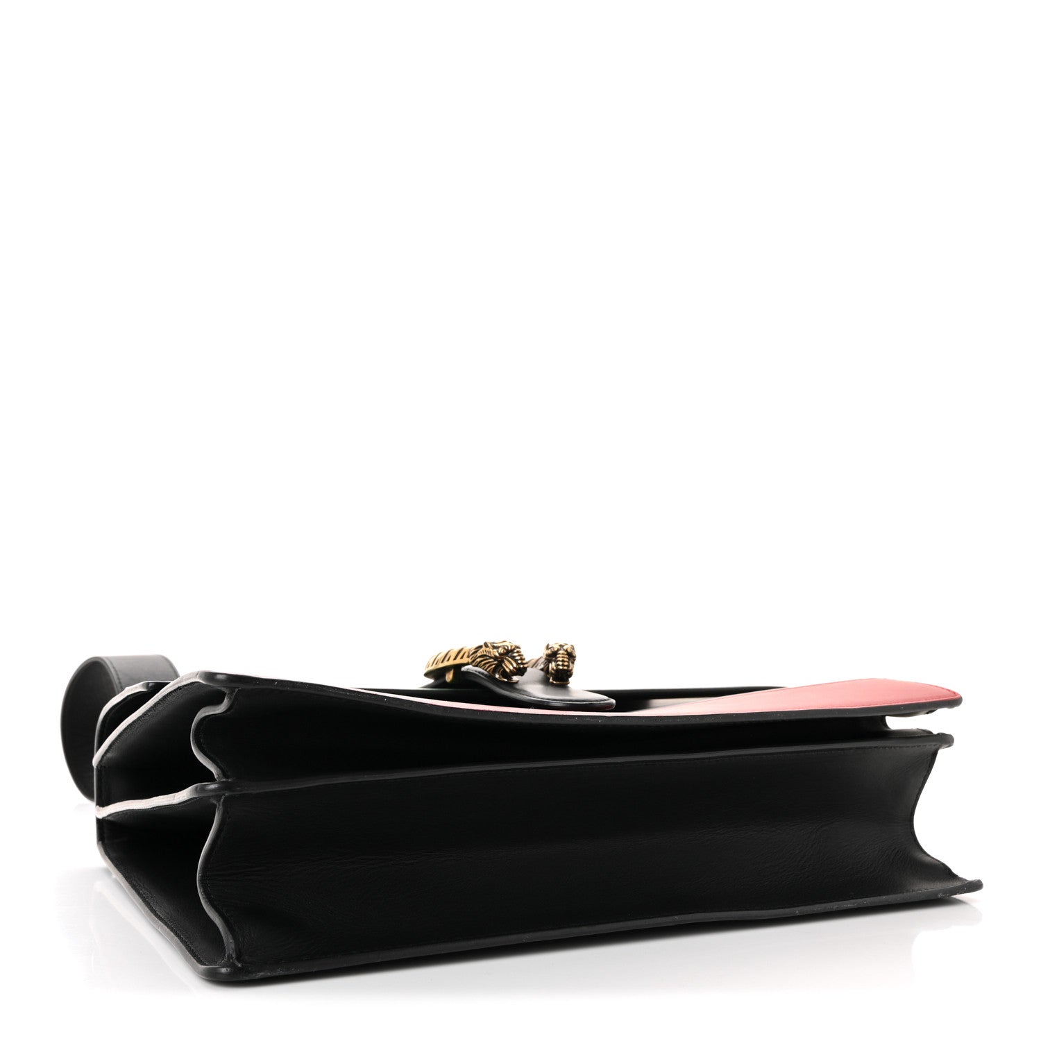 Moon Calfskin Web Large Dionysus Bamboo Top Handle Bag Black Bright Evergreen Hibiscus Red