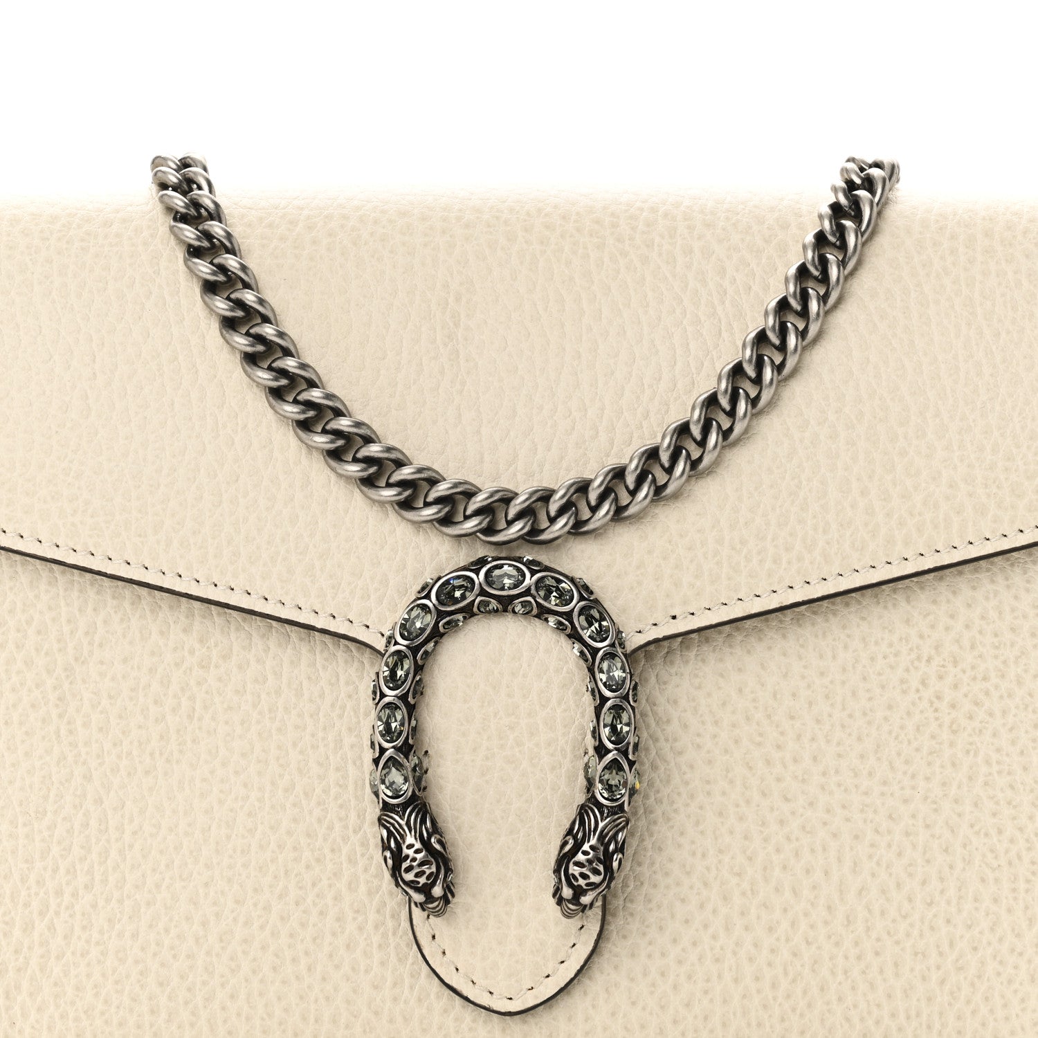 Dollar Calfskin Mini Dionysus Chain Wallet Mystic White