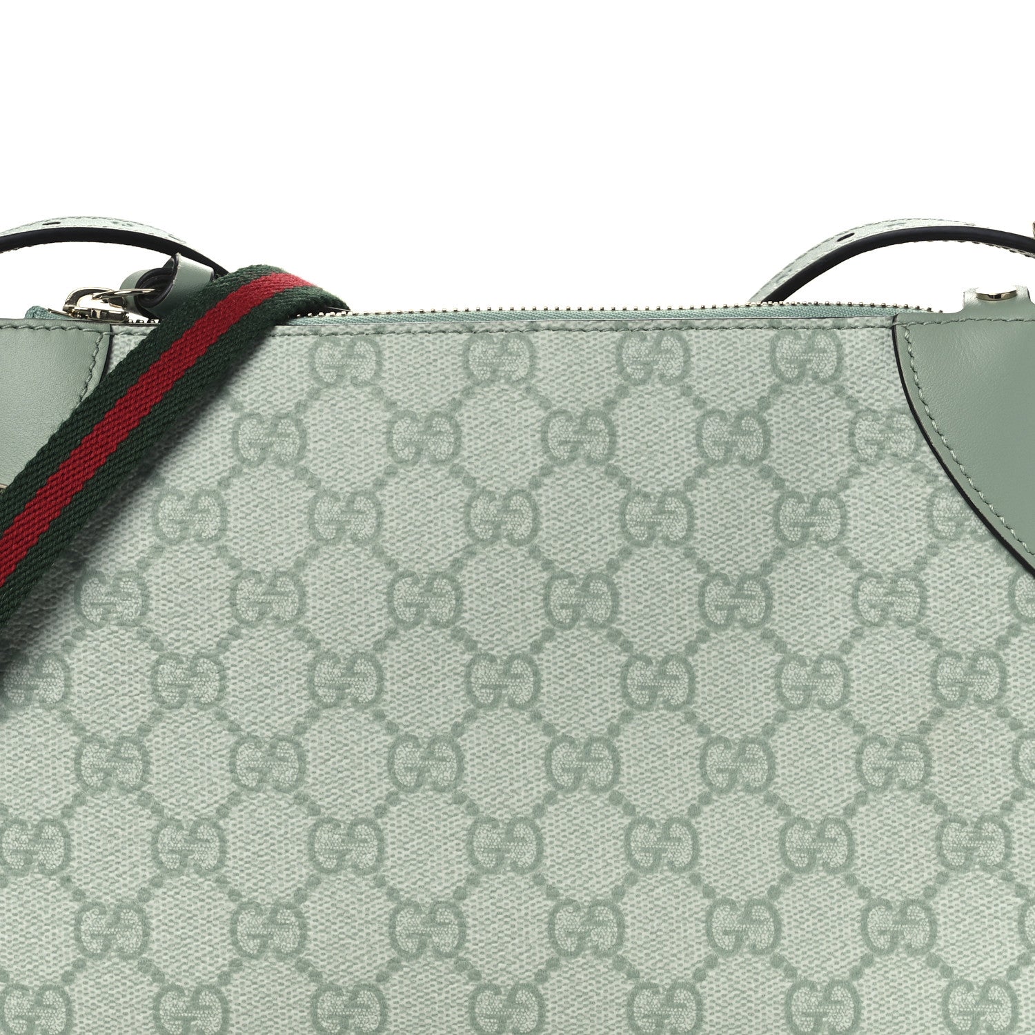 GG Supreme Monogram Textured Calfskin Small Emblem Shoulder Bag Sage Green
